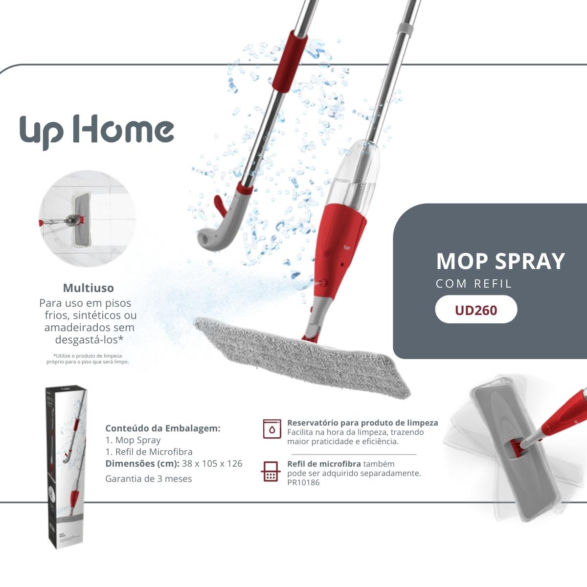 Mop Spray Up Home Articulado 1 Refil De Microfibras Limpeza Multilaser - UD260
