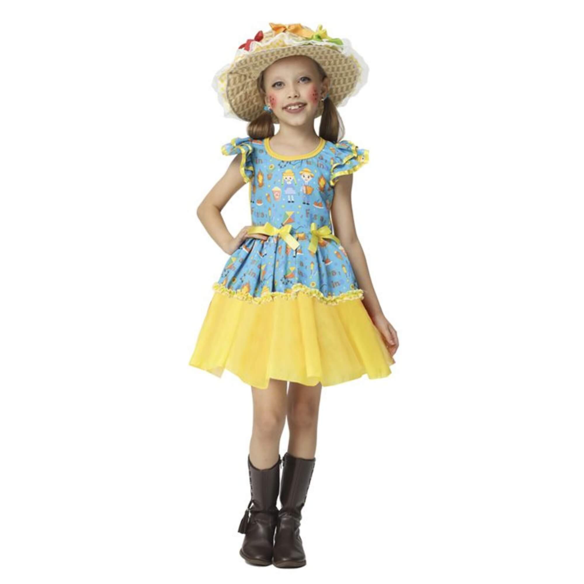 Vestido Esther Festa Junina Infantil Feminino Tamanho P 100% - Fantasias Super JN3110