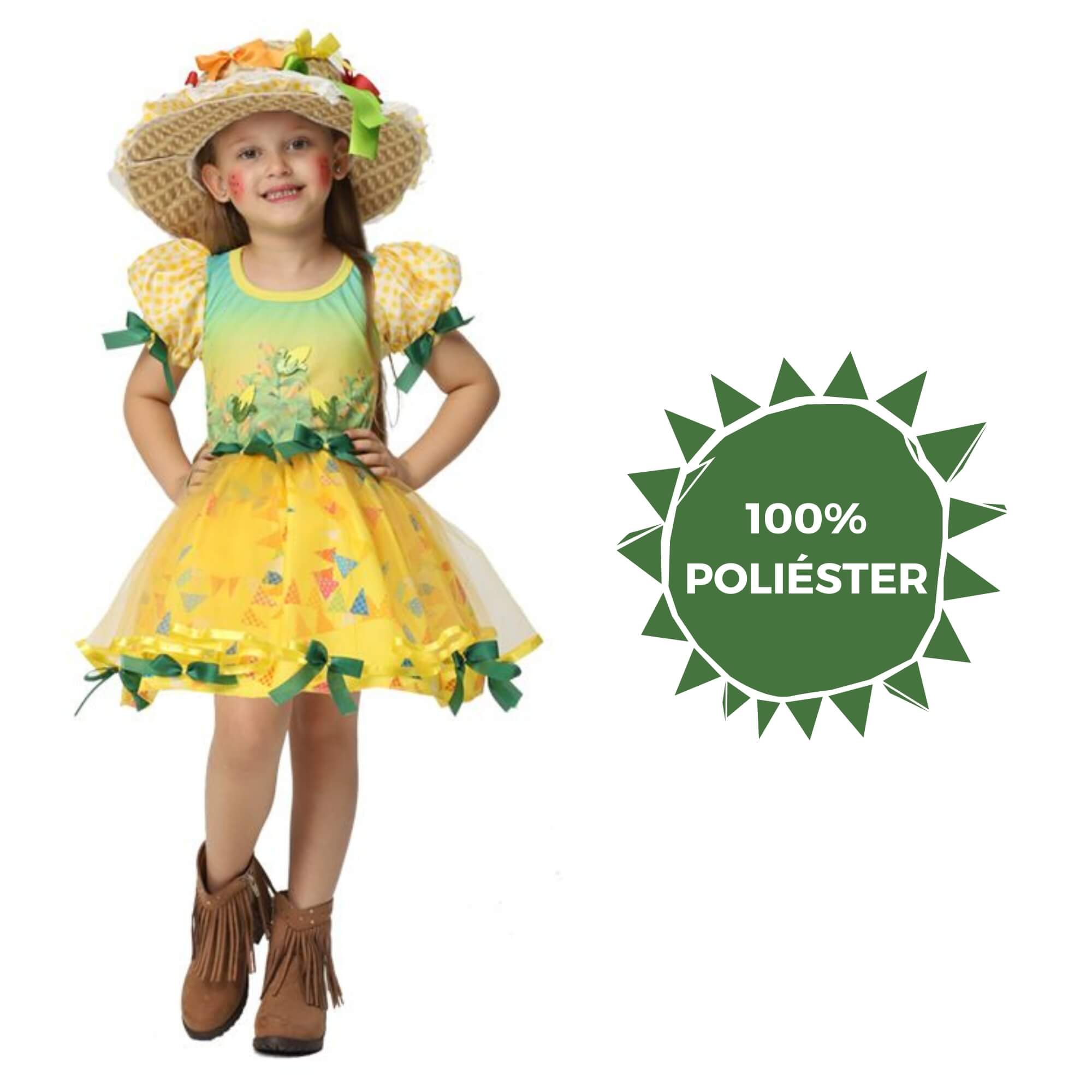 Vestido Amanda Festa Junina Infantil Feminino Tamanho P 100% - Fantasias Super JN3116