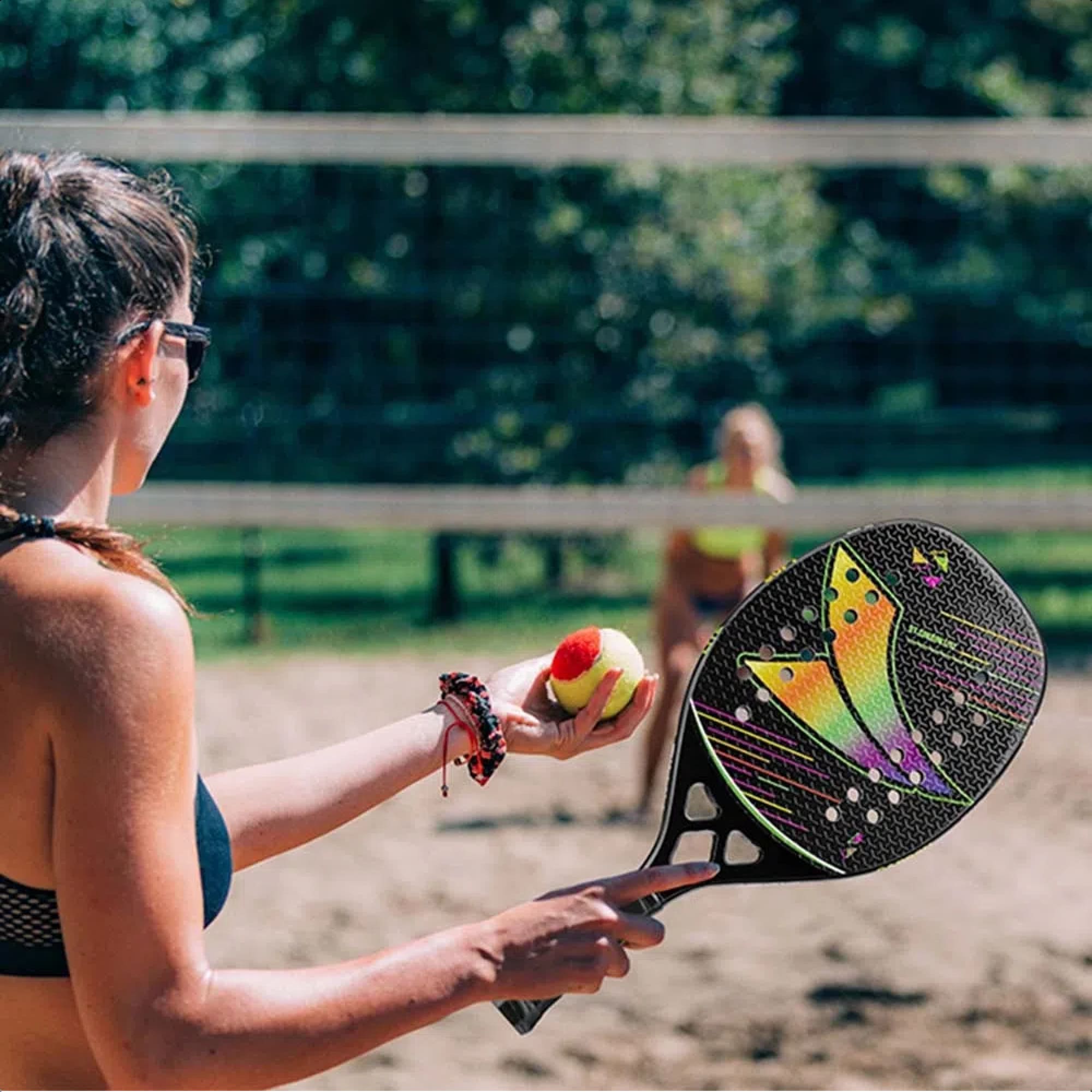 Raquete Beach Tennis Carbon Lite Empunhadura emborrachada Acabamento 3D 28 Furos Atrio - ES417
