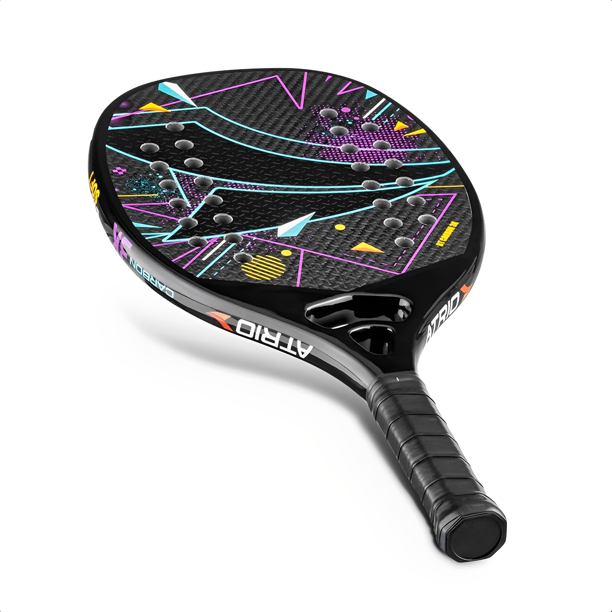 Raquete Beach Tennis Carbon Empunhadura emborrachada 28 furos menor interferência ar Atrio - ES418