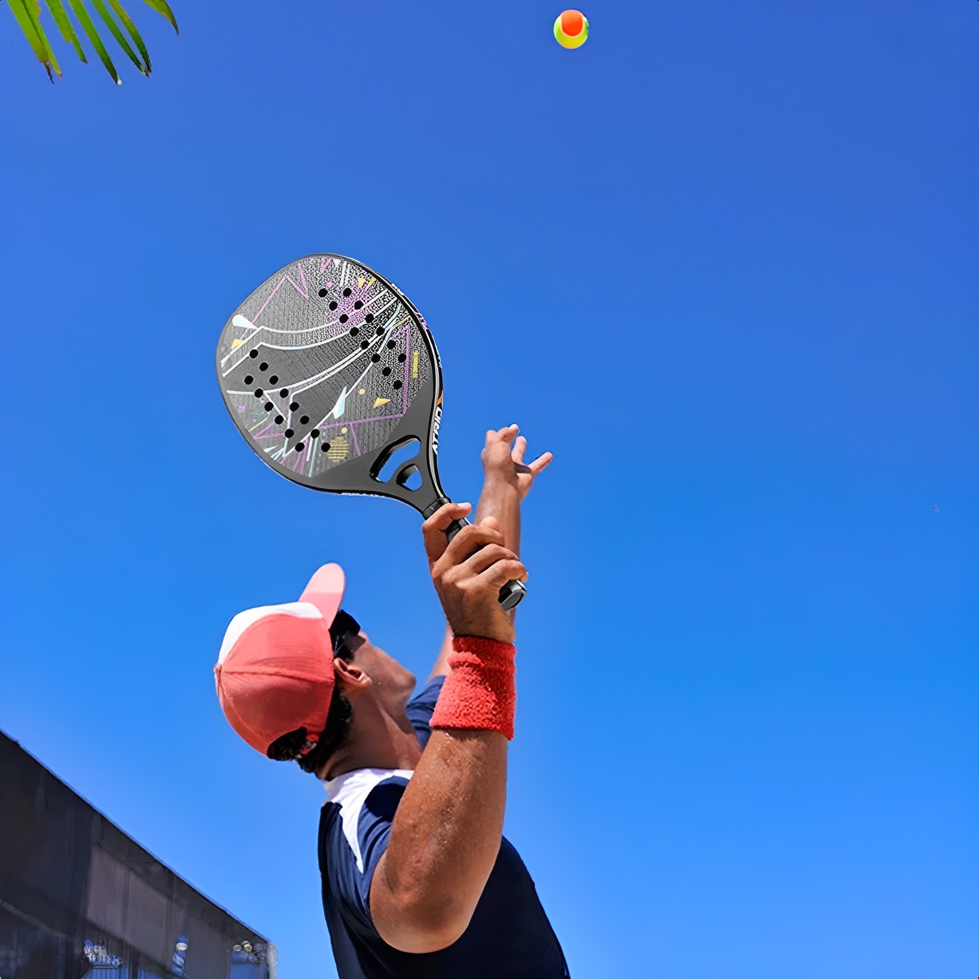 Raquete Beach Tennis Carbon Empunhadura emborrachada 28 furos menor interferência ar Atrio - ES418