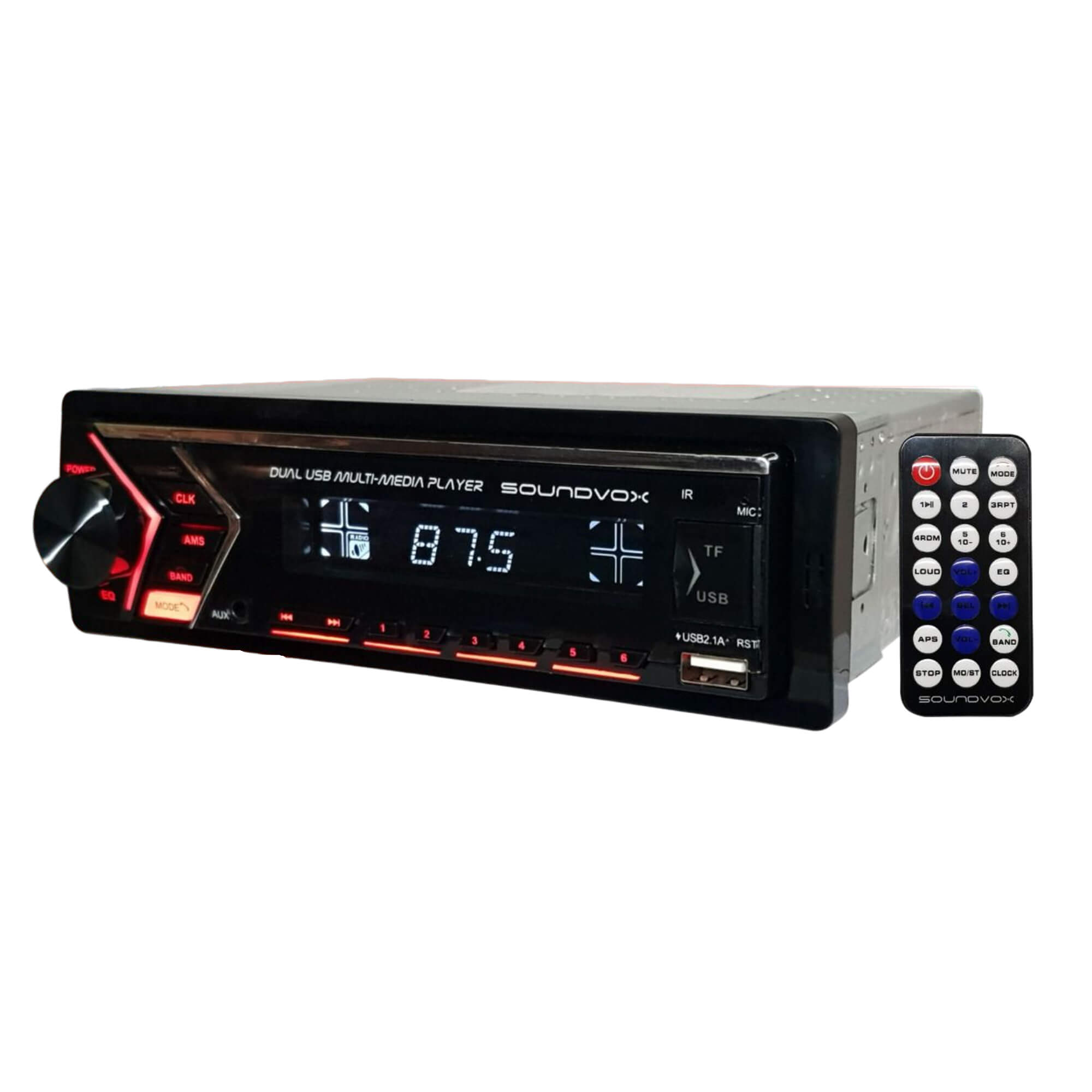 Som Automotivo 1 DIN Rádio AM/FM, Bluetooth, AUX, Cartão SD, Eq.Soundvox - Roadstar SX-832MI