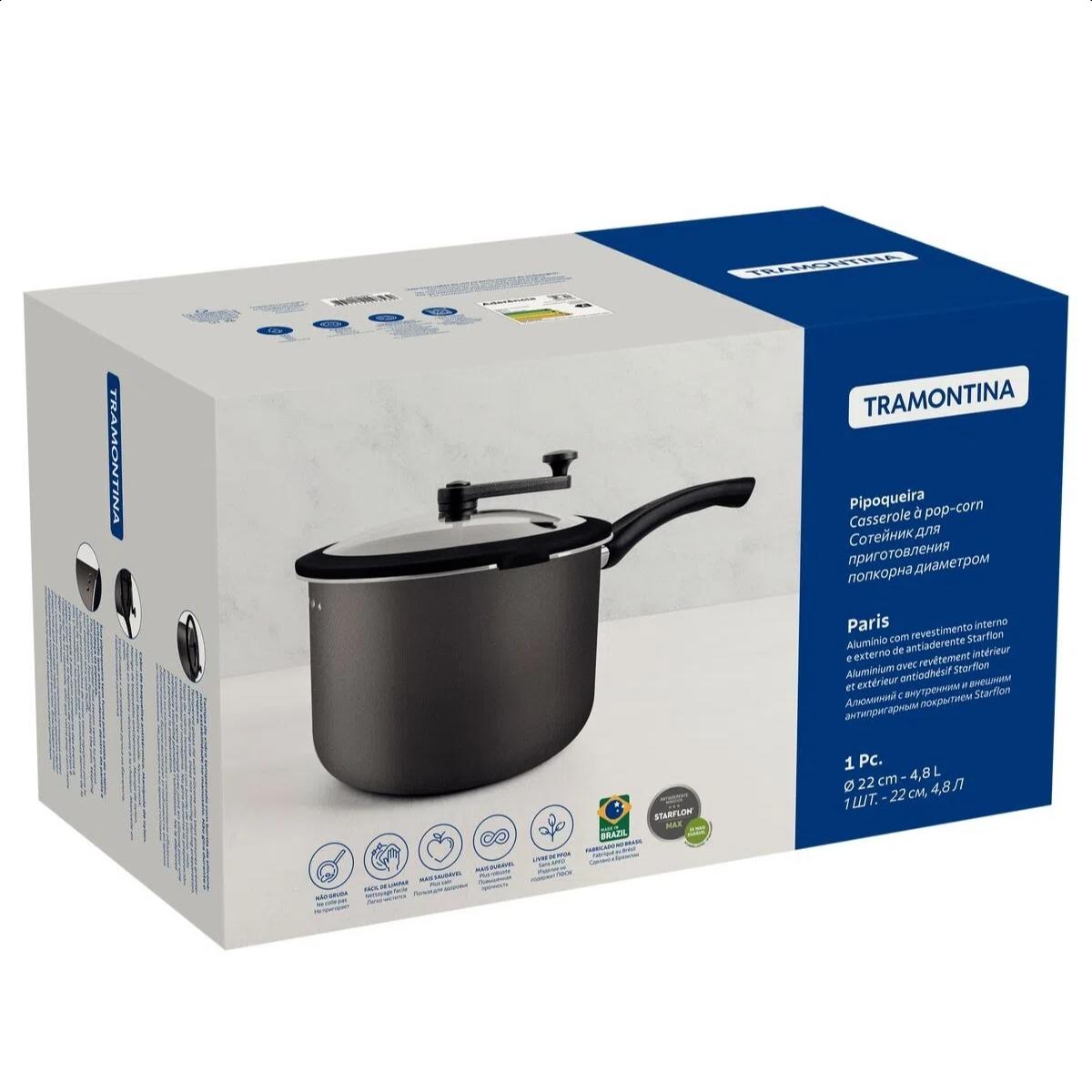 Pipoqueira Paris Alumínio Revestimento em Antiaderente Starflon Max Chumbo Tramontina - 28536622