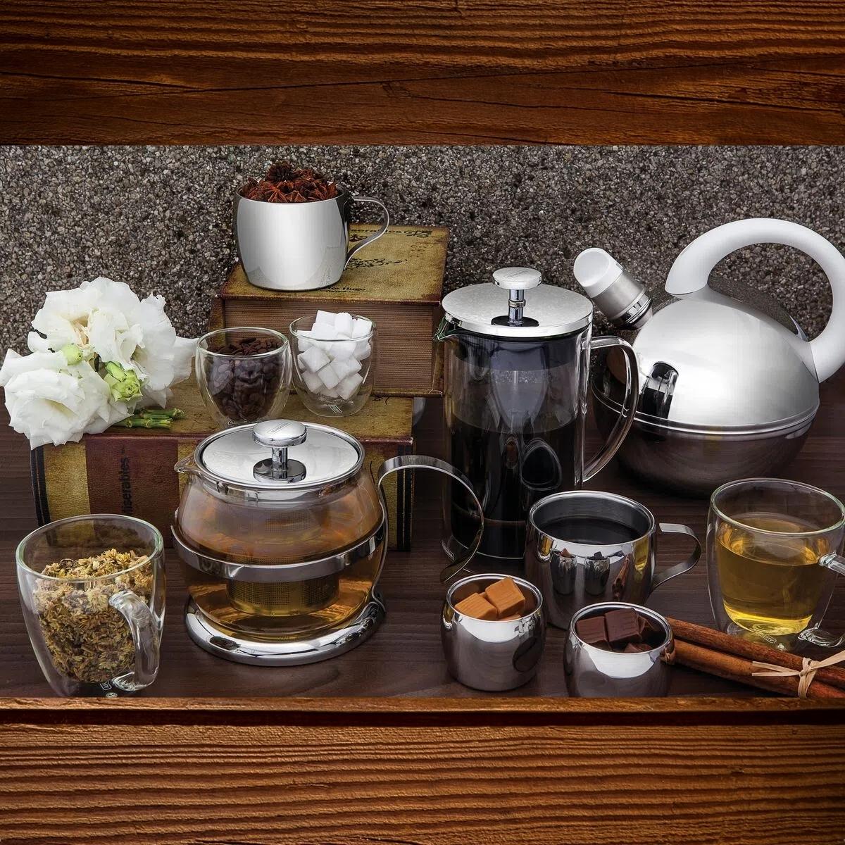 Conjunto para Café em Aço Inox com Xícara Píres Quadrado e Colher 6 Peças Tramontina - 64430800