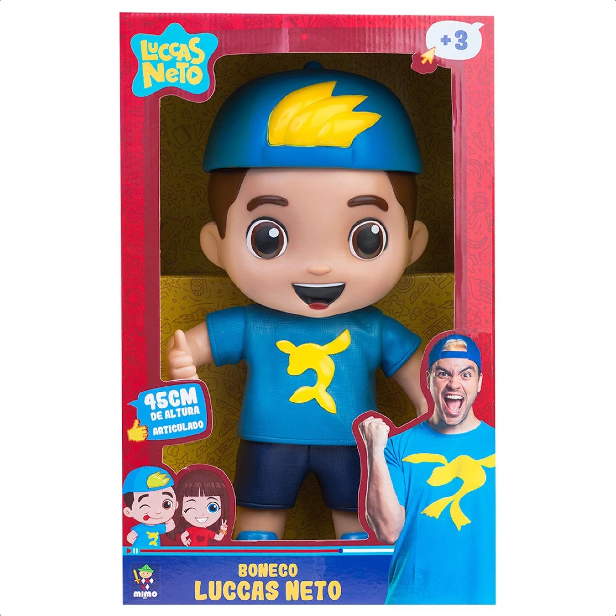 Boneco Luccas Neto Detalhes Realistas 5 Pontos De Articulações 45cm +De 3 Anos Mimo Toys - 1000