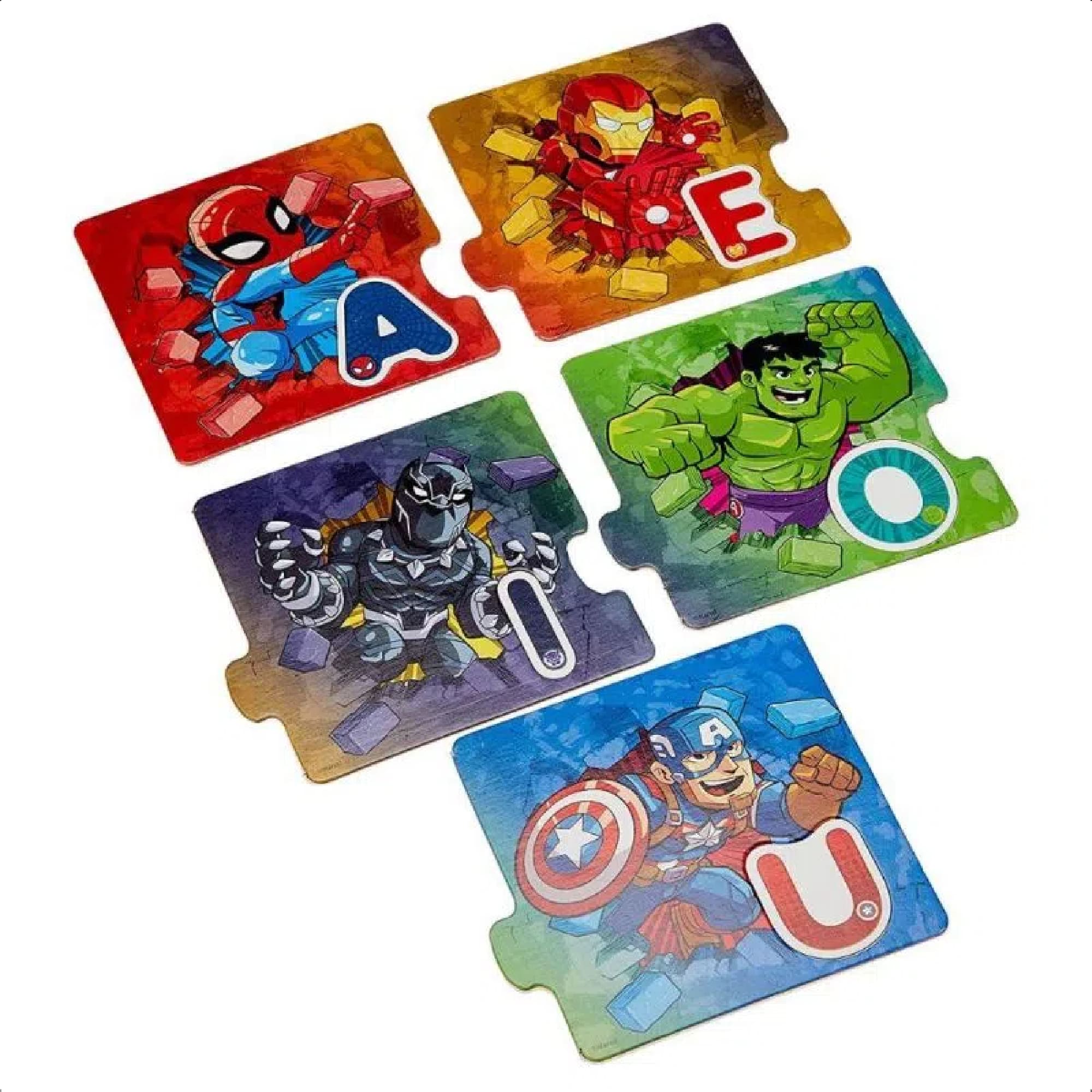 Jogo Educativo Pedagógico Marvel Descobrindo As Vogais 10 Peças +De 4 Anos Mimo Toys - 2039