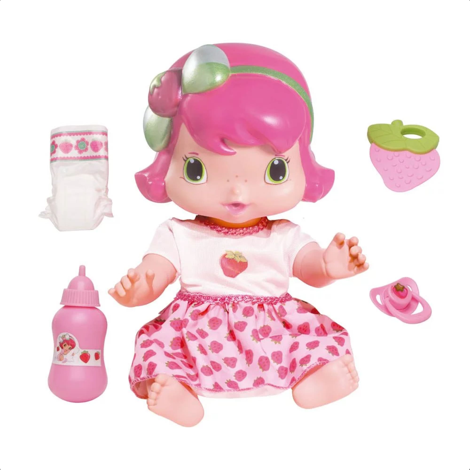 Boneca Baby Moranguinho Faz Xixi Clássica com Acessórios 30cm +3 Anos Mimo Toys - 4006