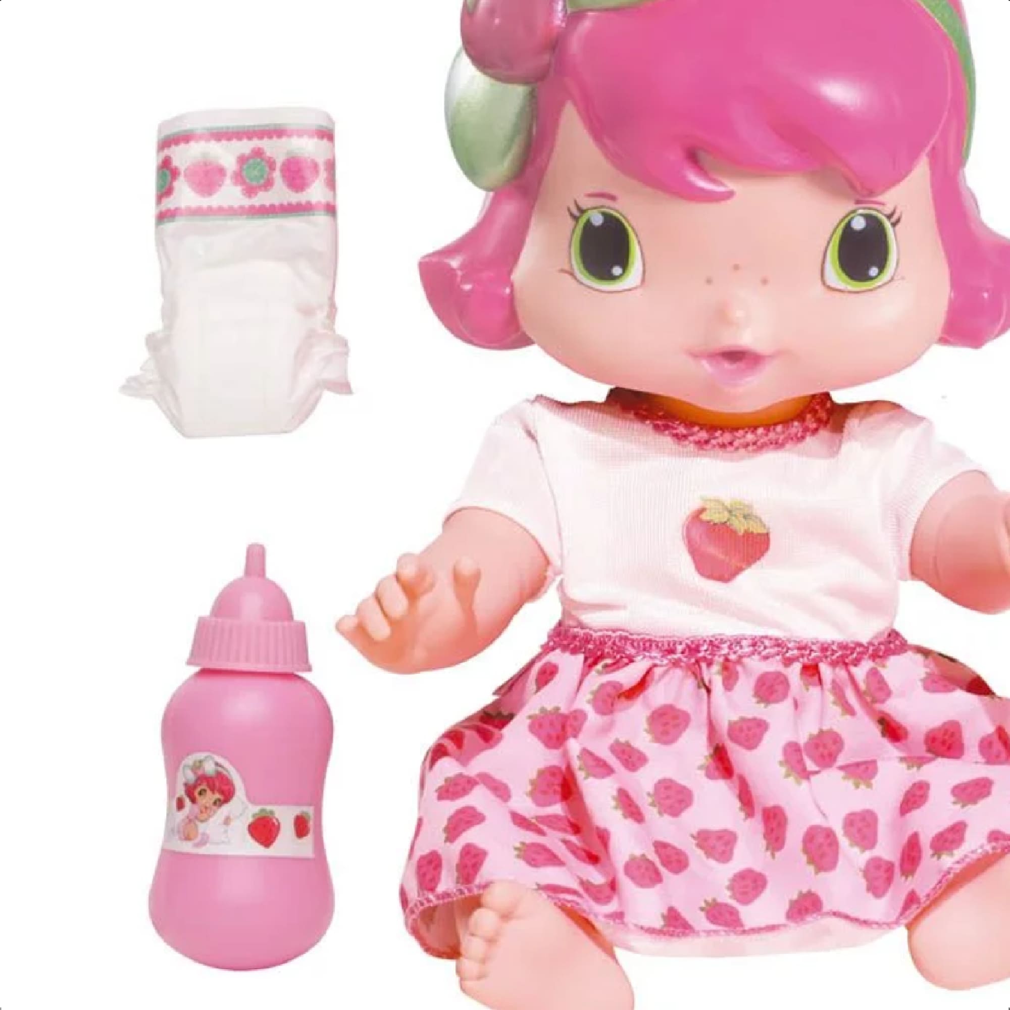 Boneca Baby Moranguinho Faz Xixi Clássica com Acessórios 30cm +3 Anos Mimo Toys - 4006