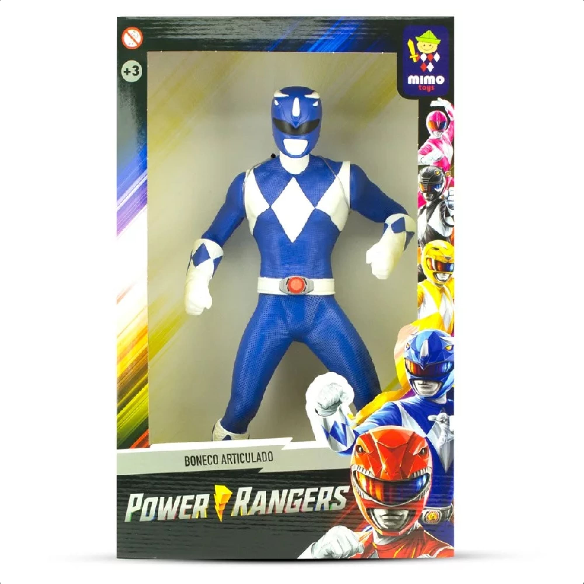 Boneco Power Ranger Azul Gigante 40CM Articulado +De 3 Anos Mimo Toys - 0850