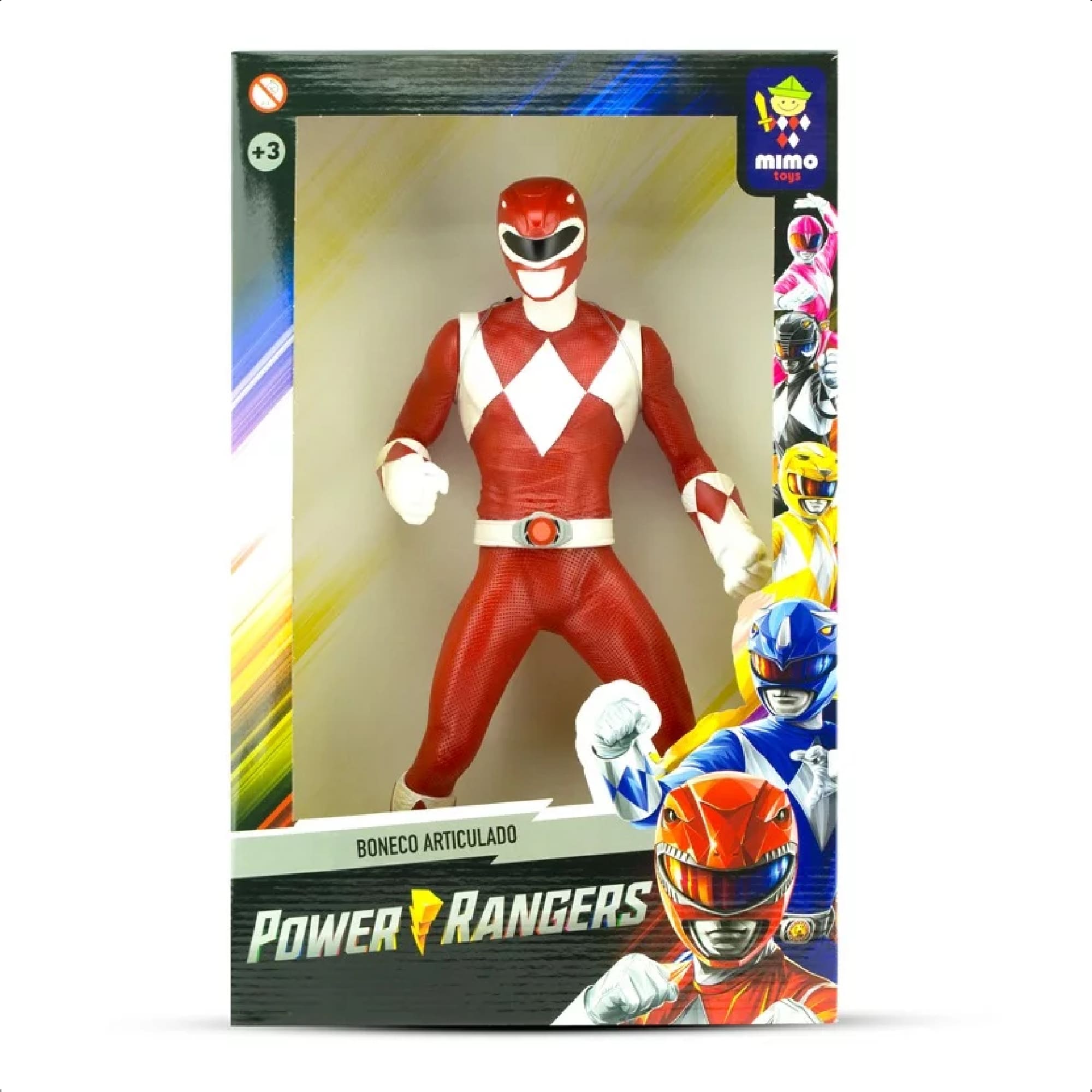 Boneco Power Ranger Vermelho Articulado Gigante 40CM Ação E Aventura +De 3 Anos Mimo Toys - 0851