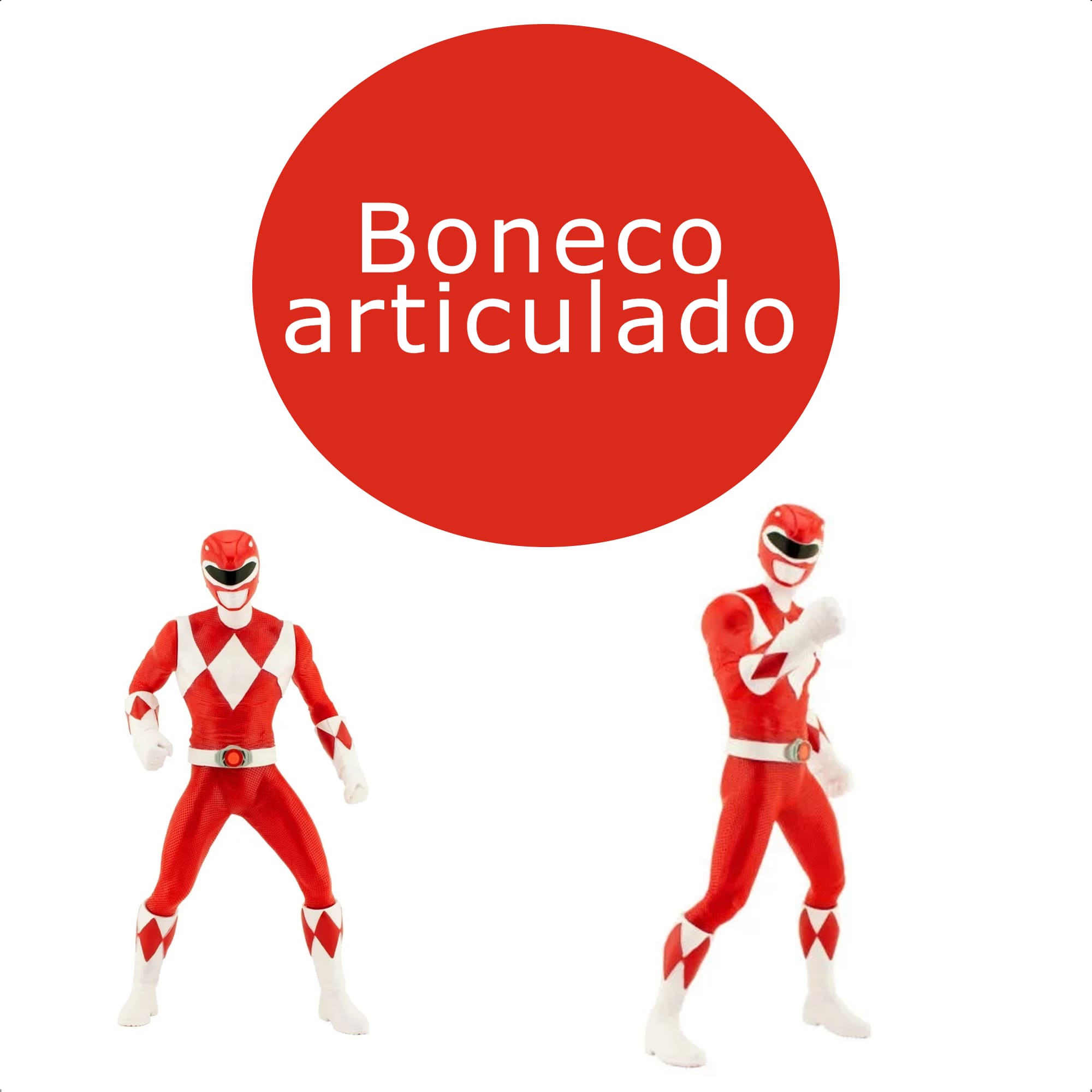 Boneco Power Ranger Vermelho Articulado Gigante 40CM Ação E Aventura +De 3 Anos Mimo Toys - 0851