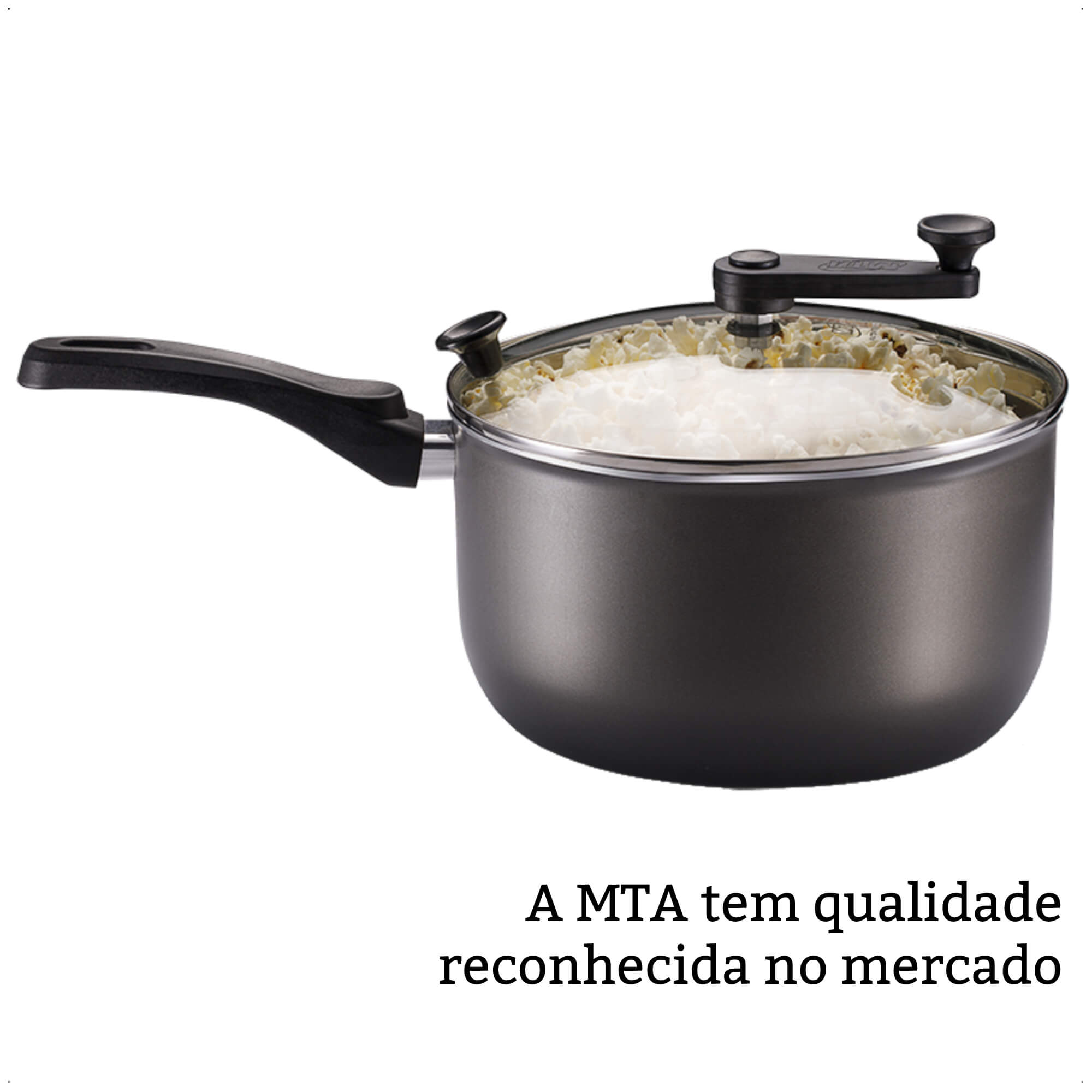 Pipoqueira Antiaderente Grafite Versátil Com Tampa Transparente Número 22 3,6L TVT MTA 8874