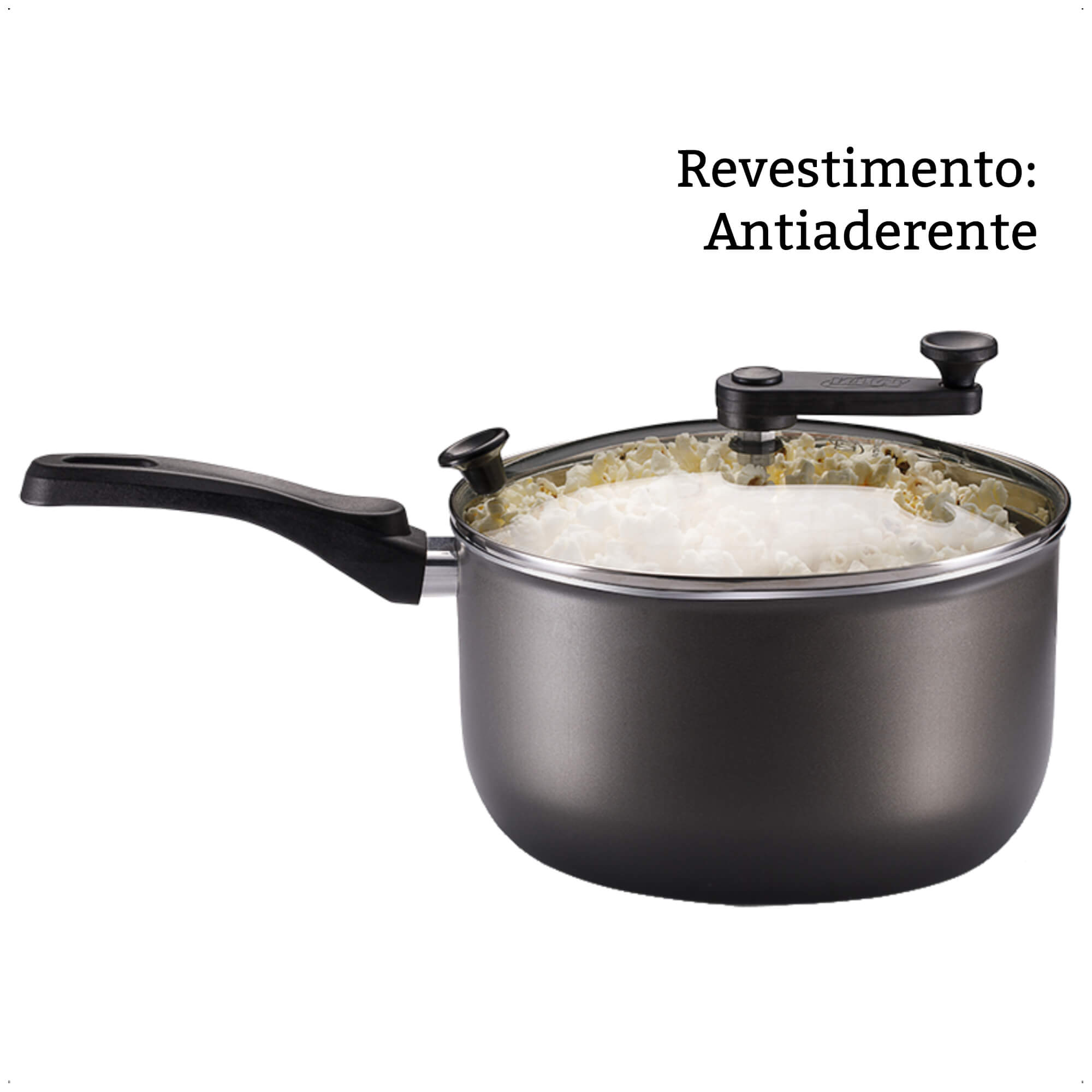 Pipoqueira Antiaderente Grafite Versátil Com Tampa Transparente Número 22 3,6L TVT MTA 8874
