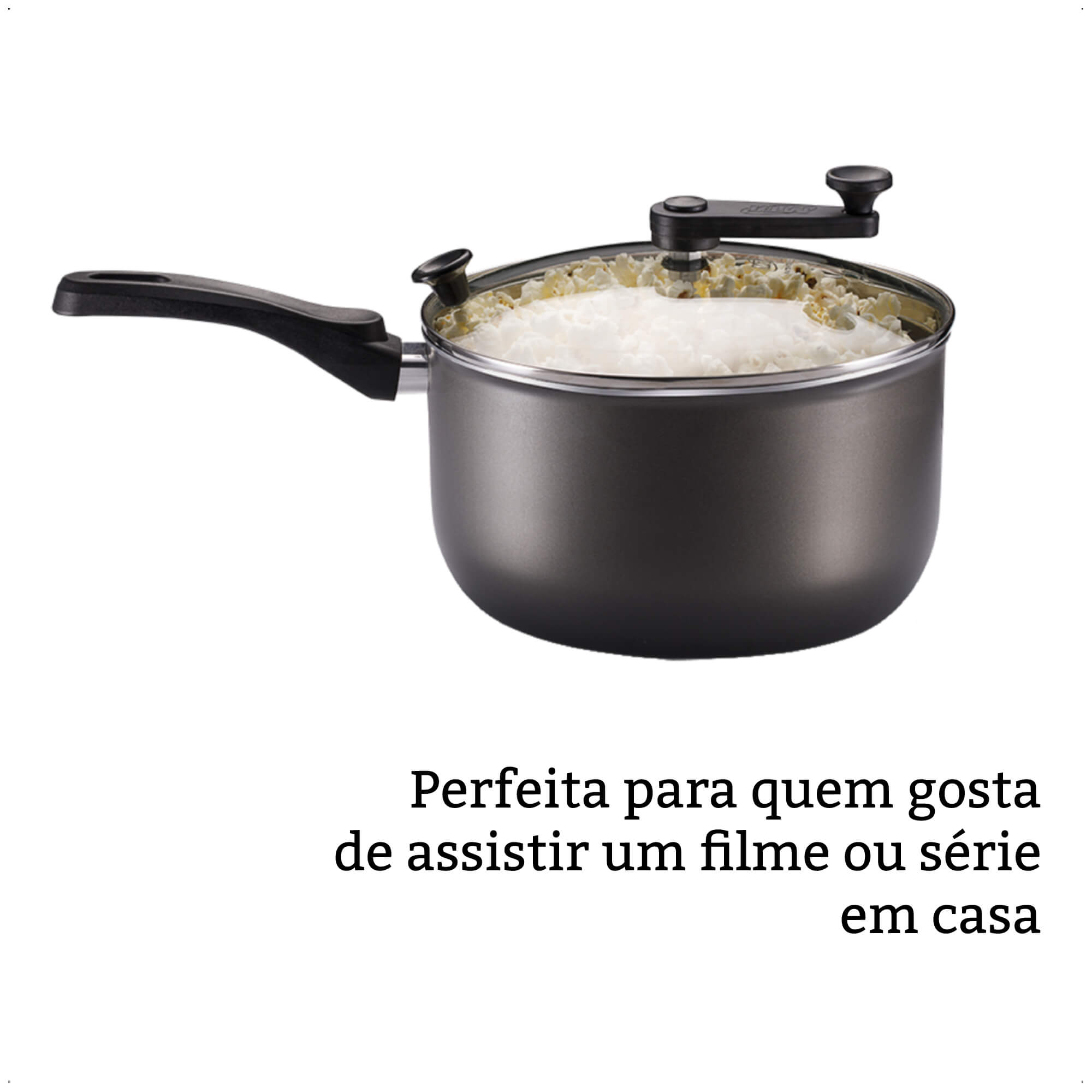 Pipoqueira Antiaderente Grafite Versátil Com Tampa Transparente Número 22 3,6L TVT MTA 8874