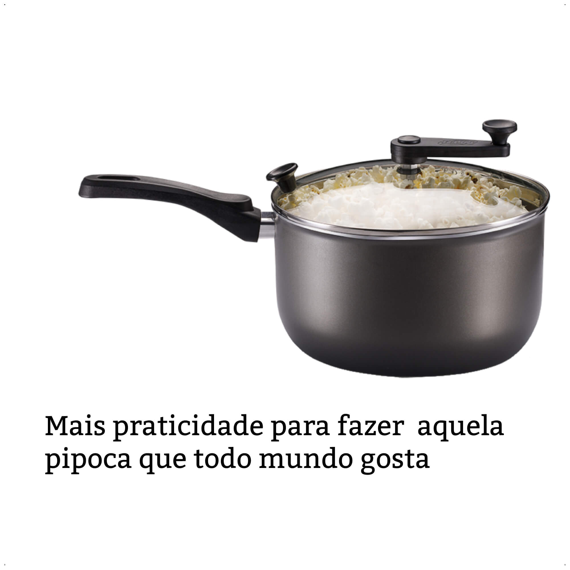 Pipoqueira Antiaderente Grafite Versátil Com Tampa Transparente Número 22 3,6L TVT MTA 8874