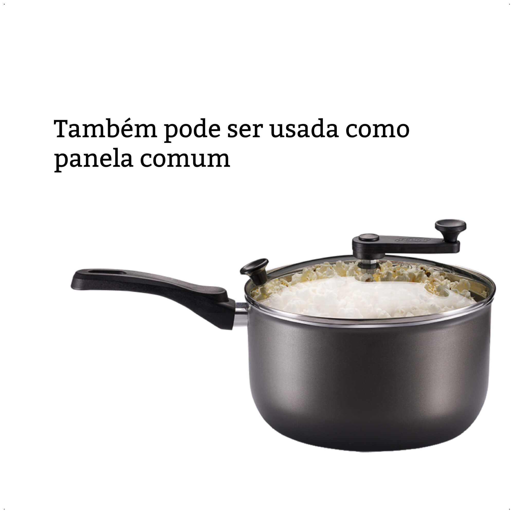 Pipoqueira Antiaderente Grafite Versátil Com Tampa Transparente Número 22 3,6L TVT MTA 8874