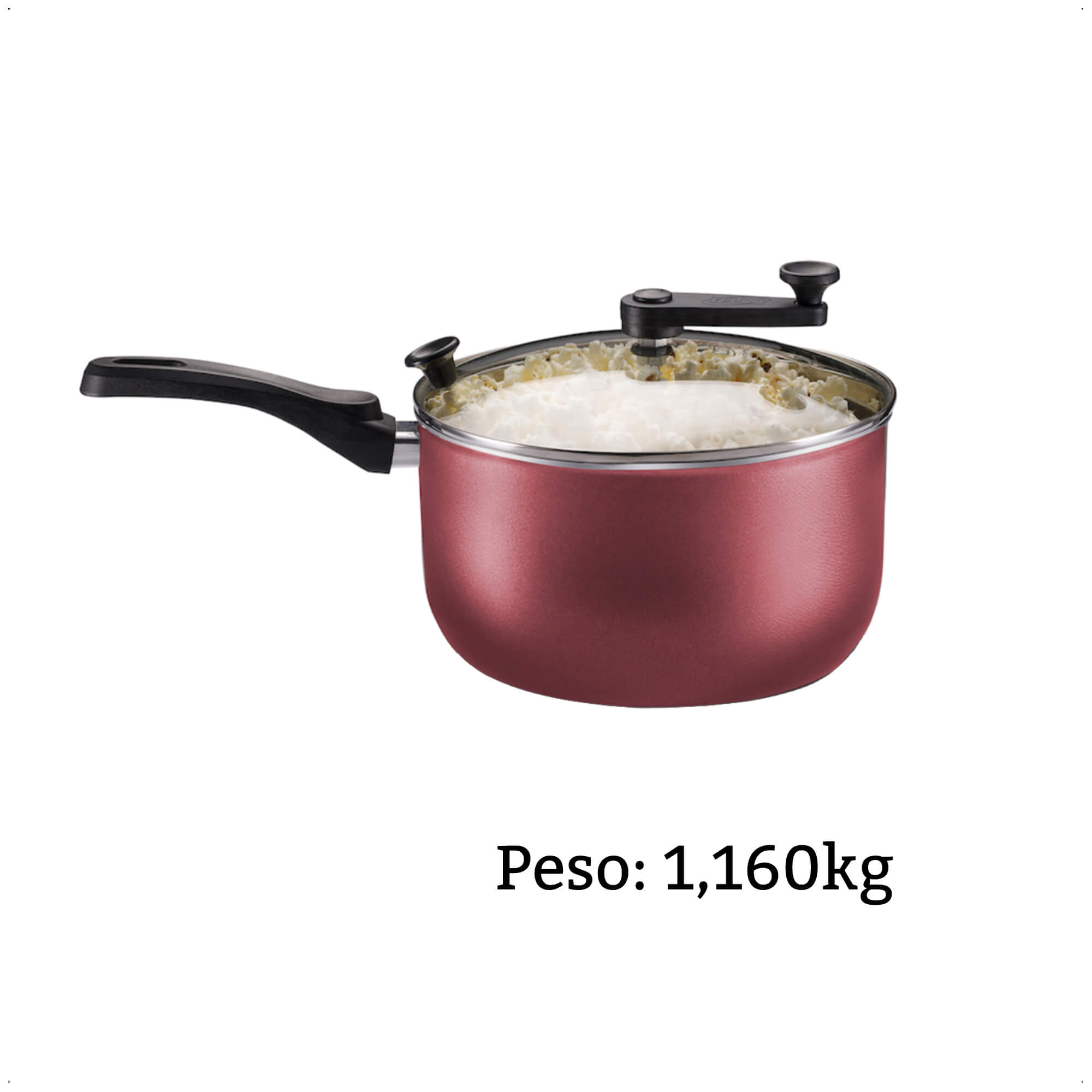 Pipoqueira Cereja Antiaderente Cabo Antitermico TVT Versátil Número 22 Capacidade 3,6L MTA 8994
