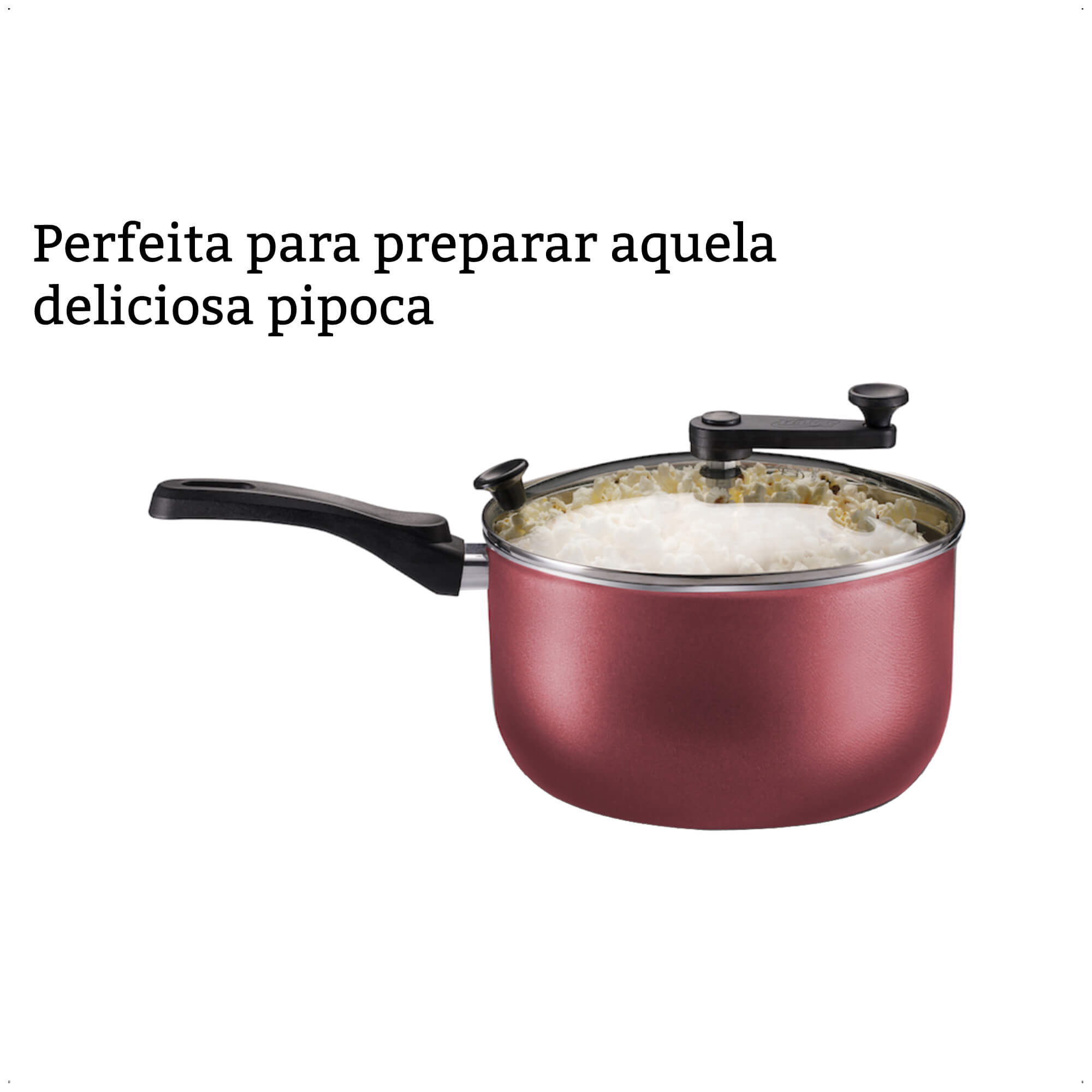 Pipoqueira Cereja Antiaderente Cabo Antitermico TVT Versátil Número 22 Capacidade 3,6L MTA 8994