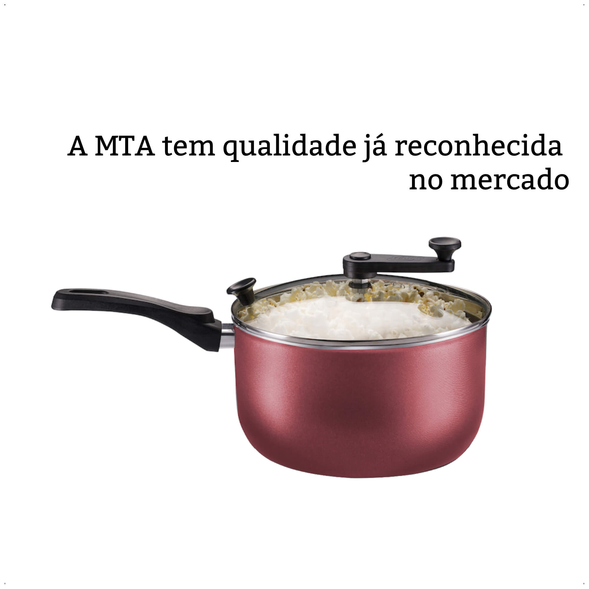 Pipoqueira Cereja Antiaderente Cabo Antitermico TVT Versátil Número 22 Capacidade 3,6L MTA 8994