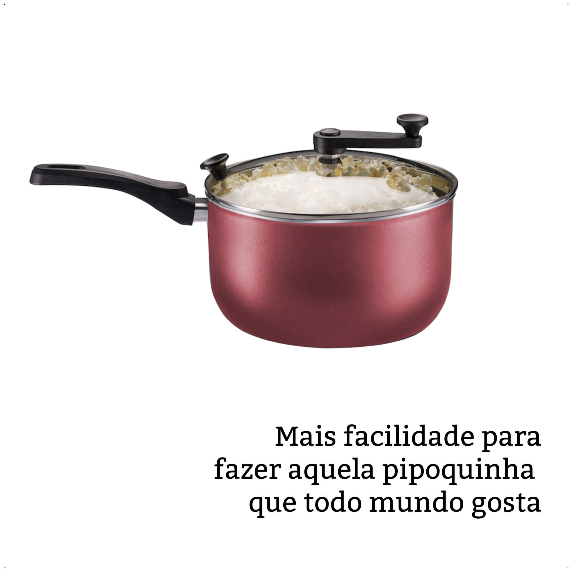 Pipoqueira Cereja Antiaderente Cabo Antitermico TVT Versátil Número 22 Capacidade 3,6L MTA 8994