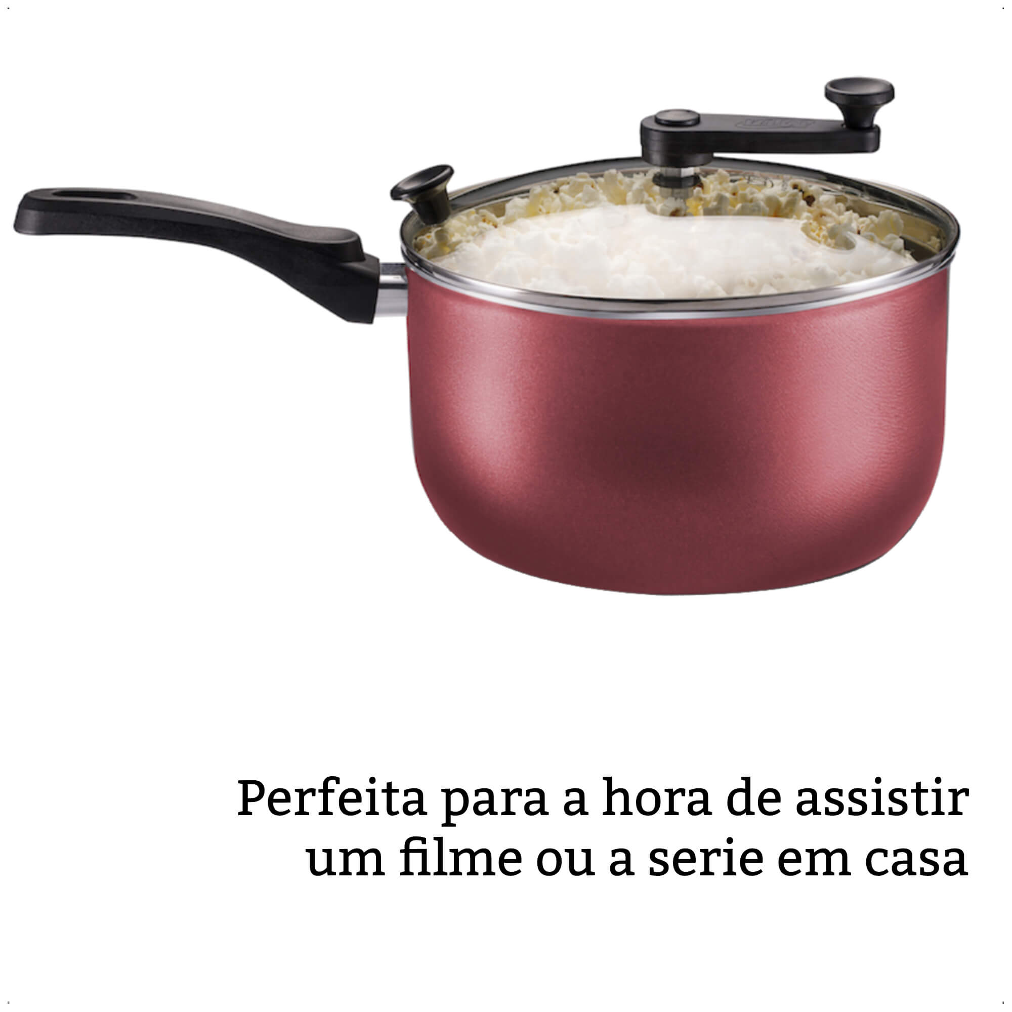 Pipoqueira Cereja Antiaderente Cabo Antitermico TVT Versátil Número 22 Capacidade 3,6L MTA 8994