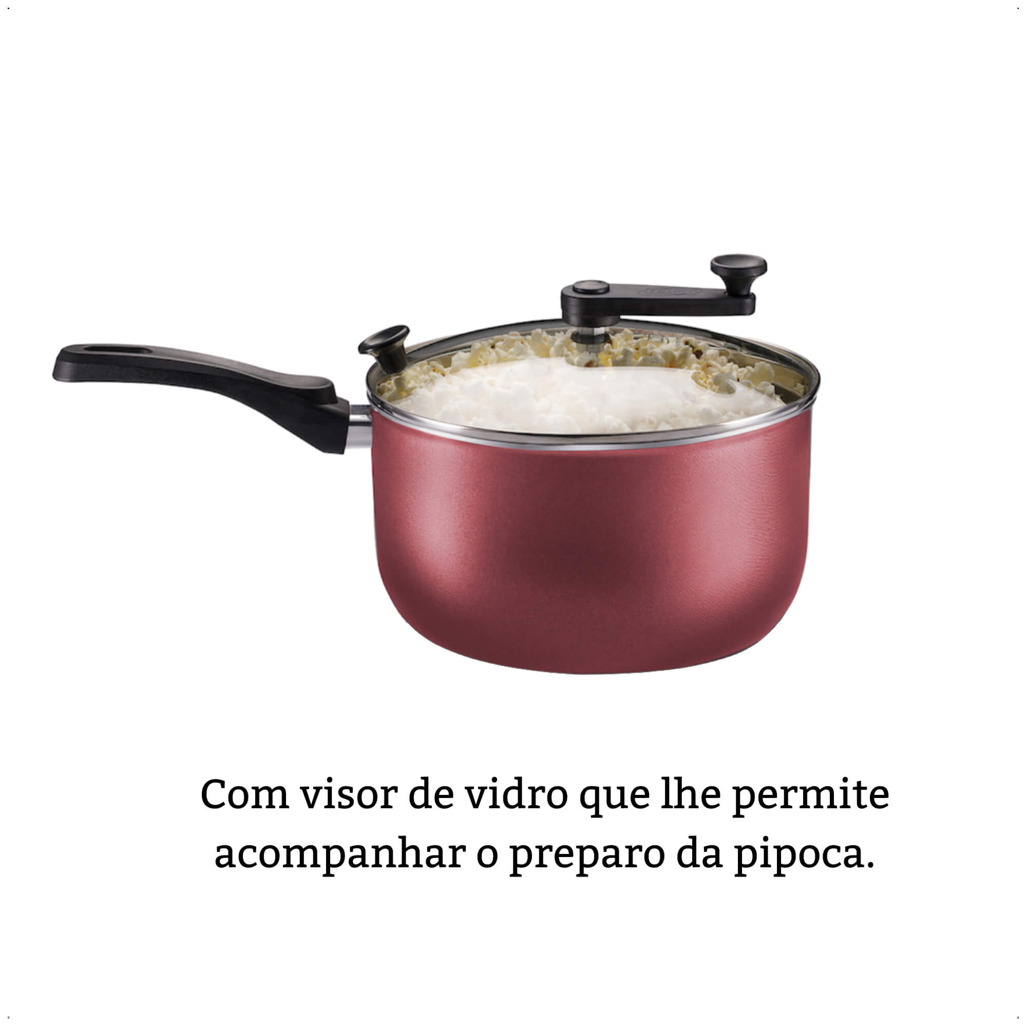 Pipoqueira Cereja Antiaderente Cabo Antitermico TVT Versátil Número 22 Capacidade 3,6L MTA 8994