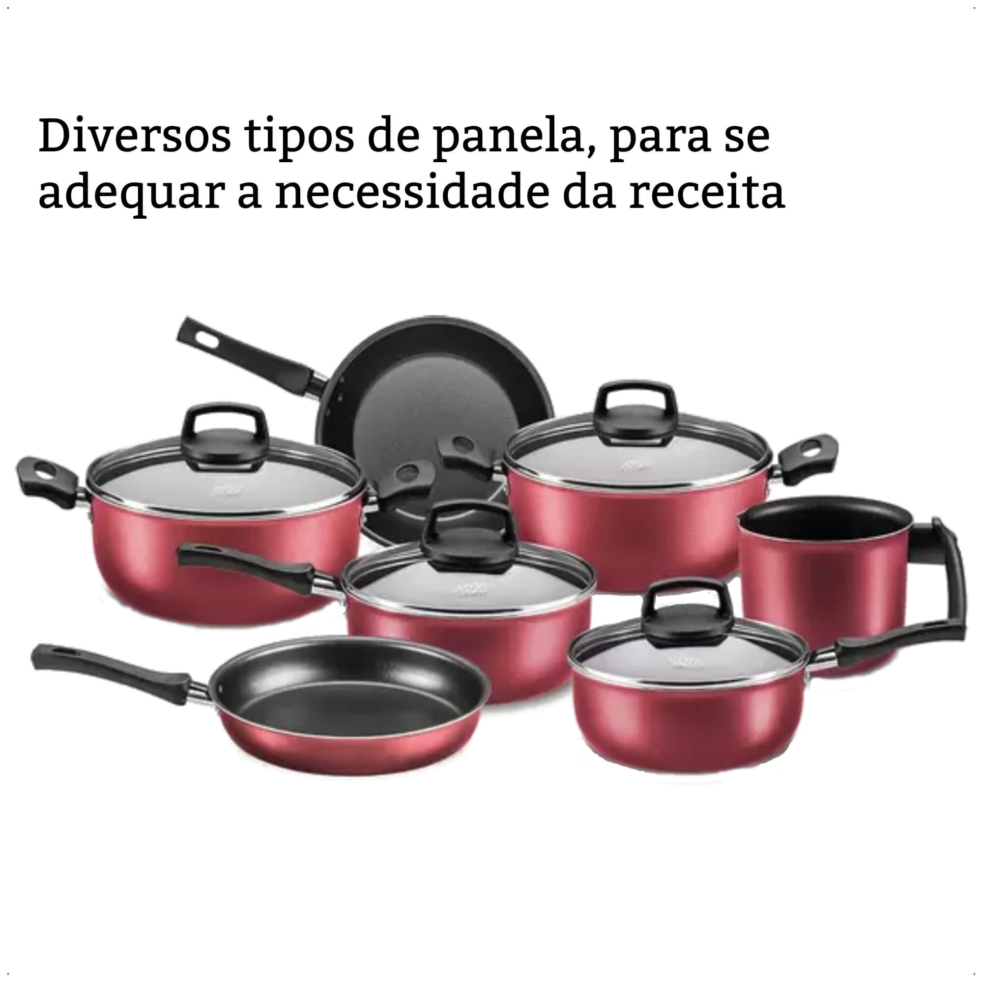 Jogo de Panelas Antiaderente Cabo Antitérmico Safira Cereja 7 Peças MTA - 5651