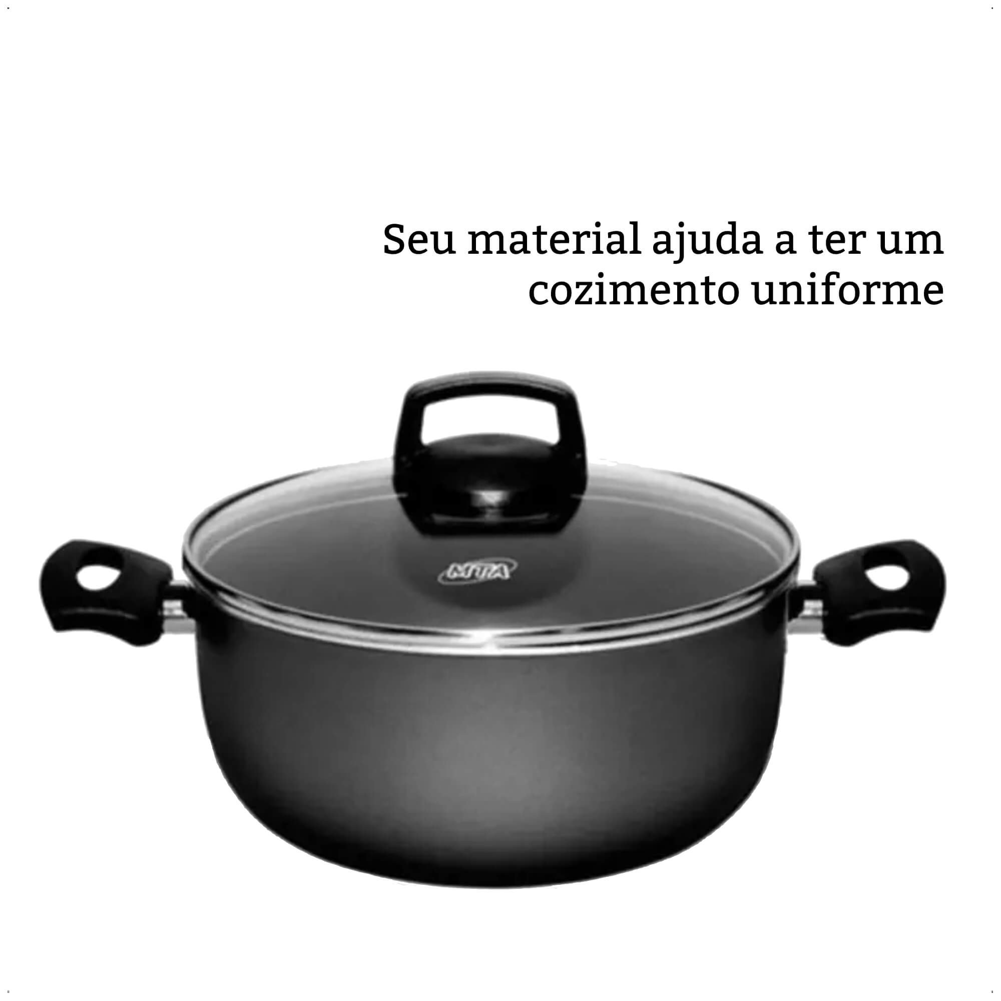 Jogo de Panelas Antiaderente Cabo antitérmico Safira Grafite 5 Peças MTA - 5660