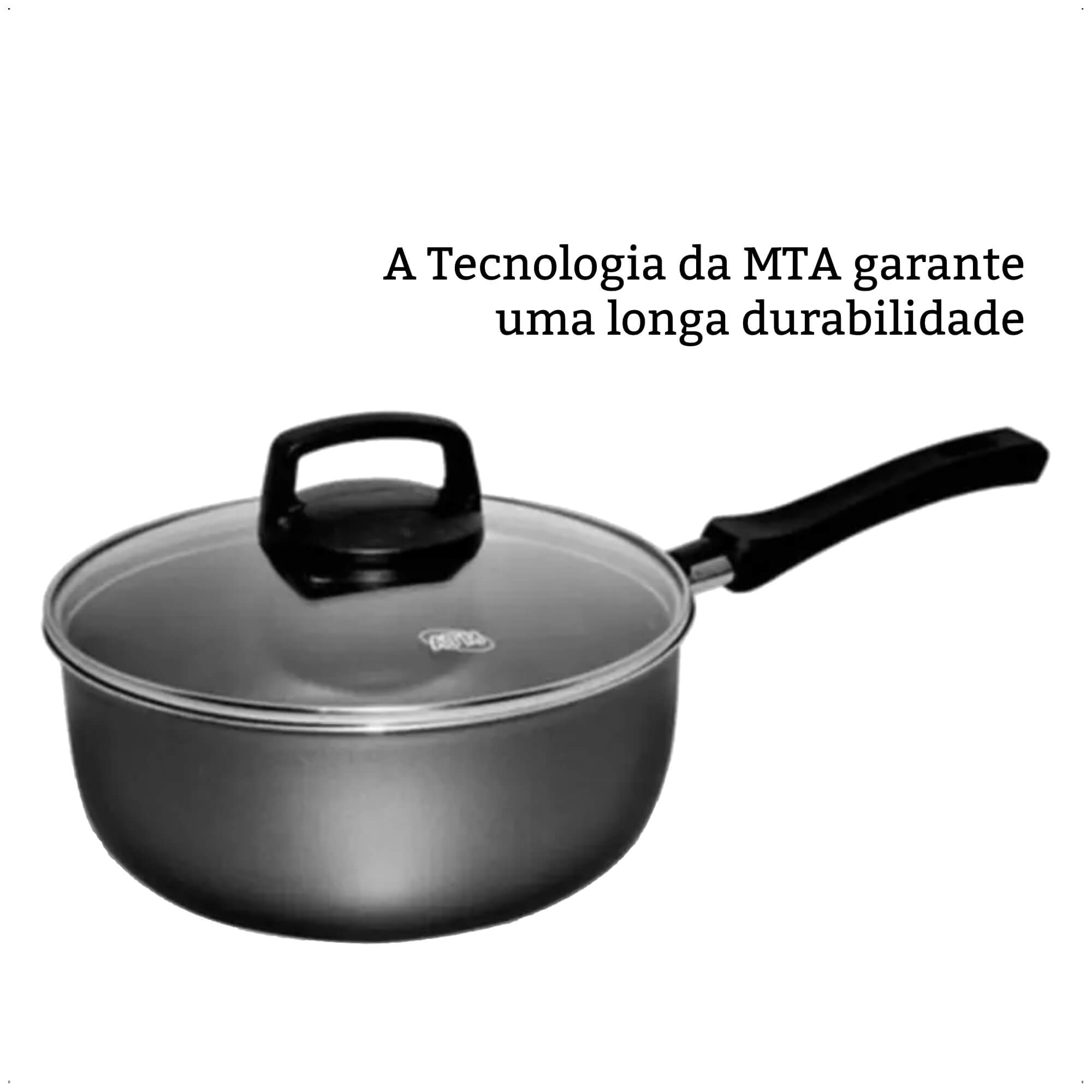 Jogo de Panelas Antiaderente Cabo antitérmico Safira Grafite 5 Peças MTA - 5660