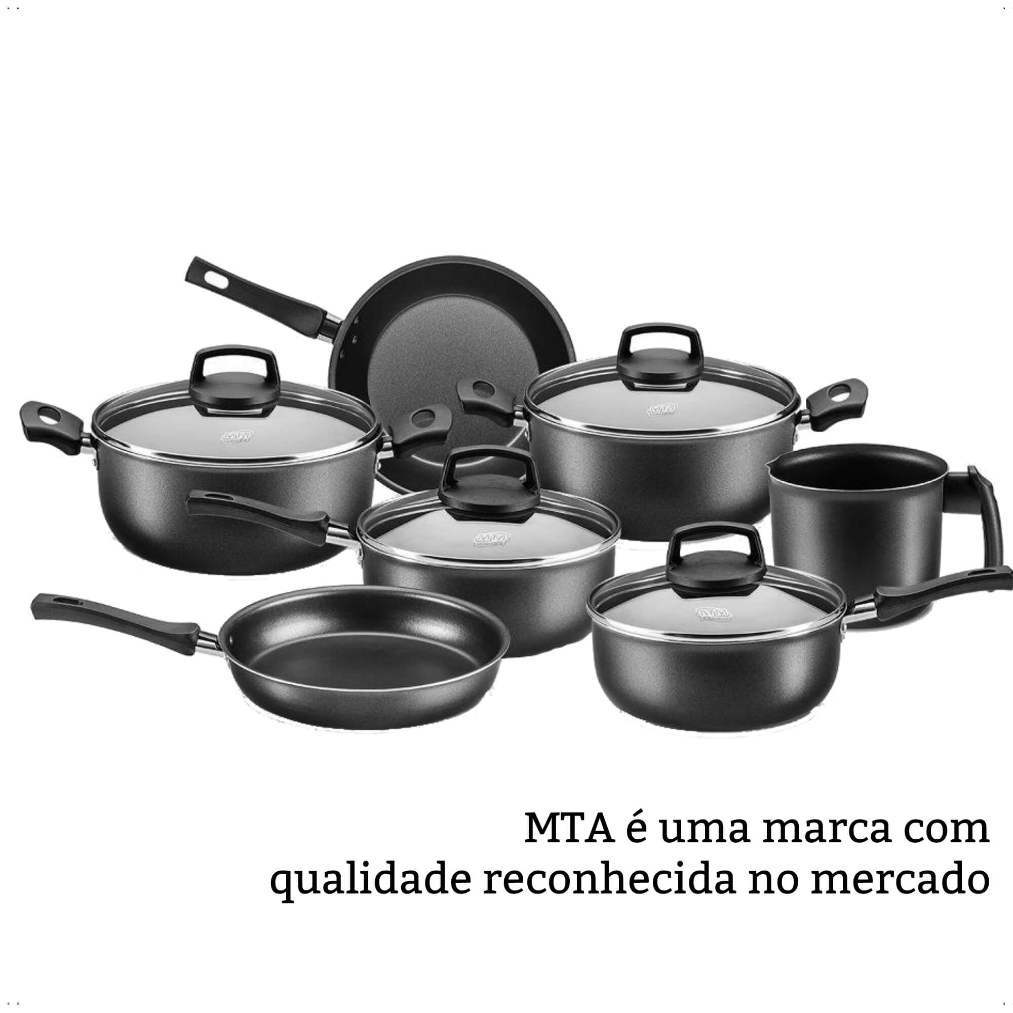 Jogo de Panelas Antiaderente Cabo Antitérmico Safira Grafite 7 Peças MTA - 5650