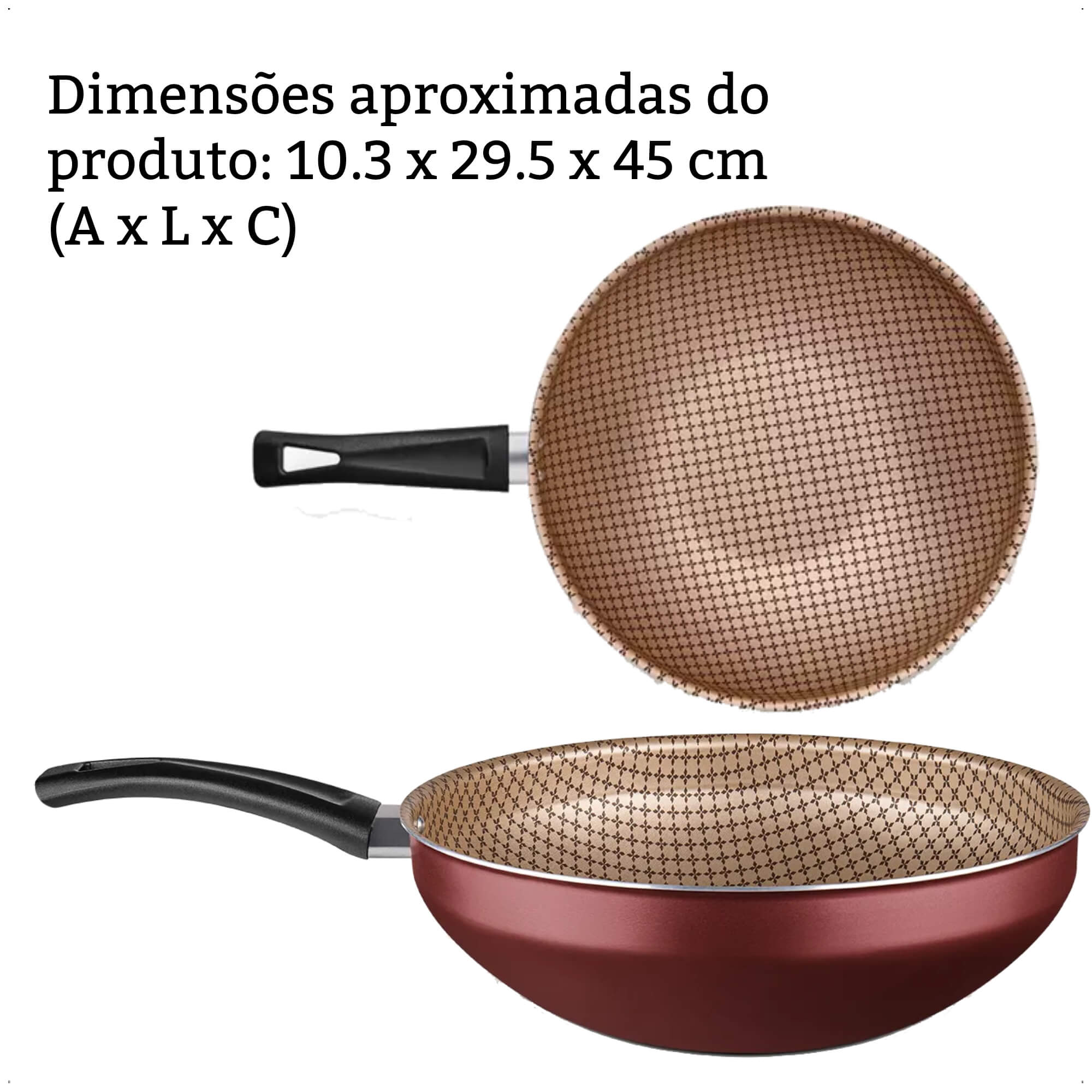 Panela Frigideira Wok Antiaderente Flora Capacidade de 4,3 Litros Cereja Número 28 MTA - 8905