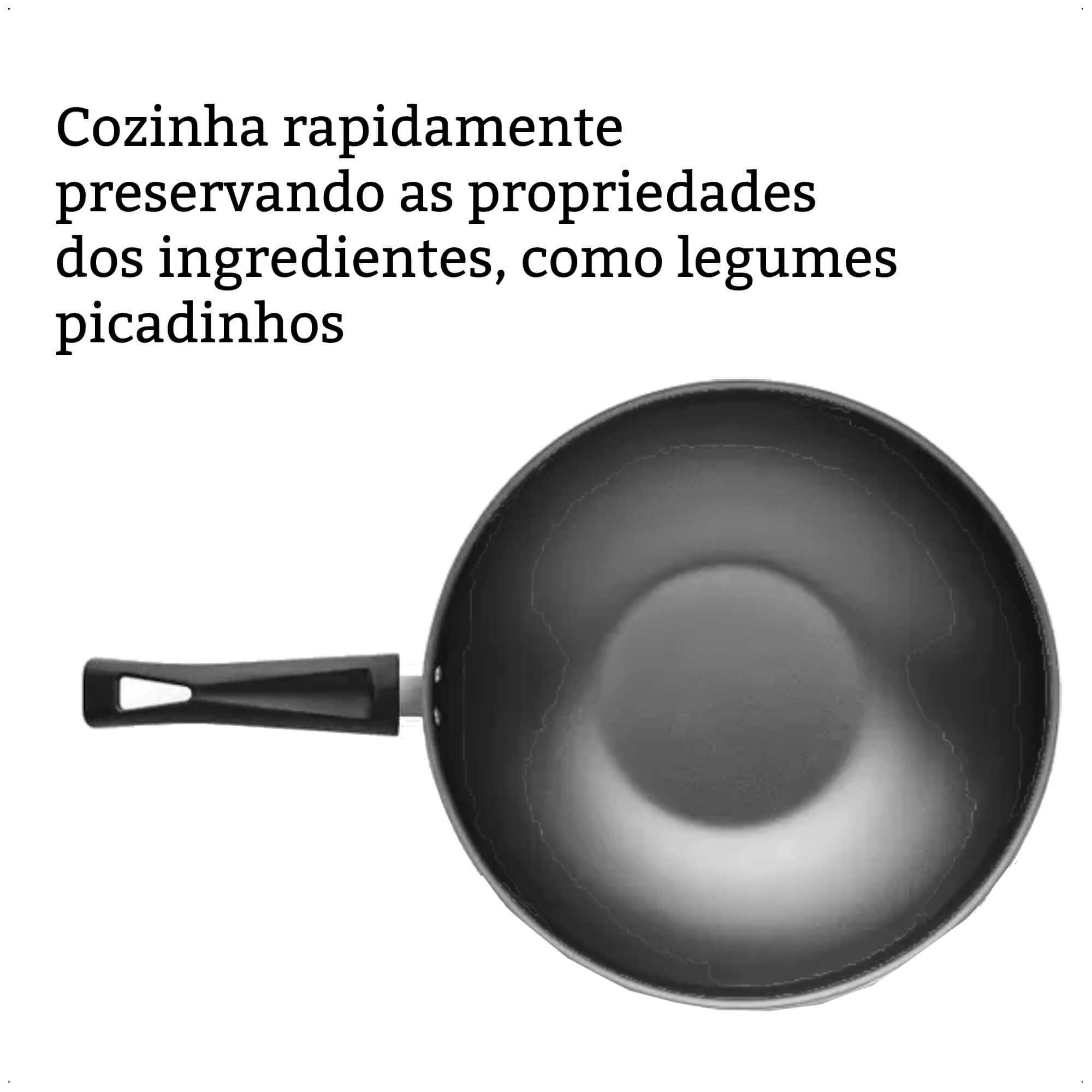 Panela Frigideira Wok 28cm 4,3L Alumínio Antiaderente Flora Grafite MTA - 8101