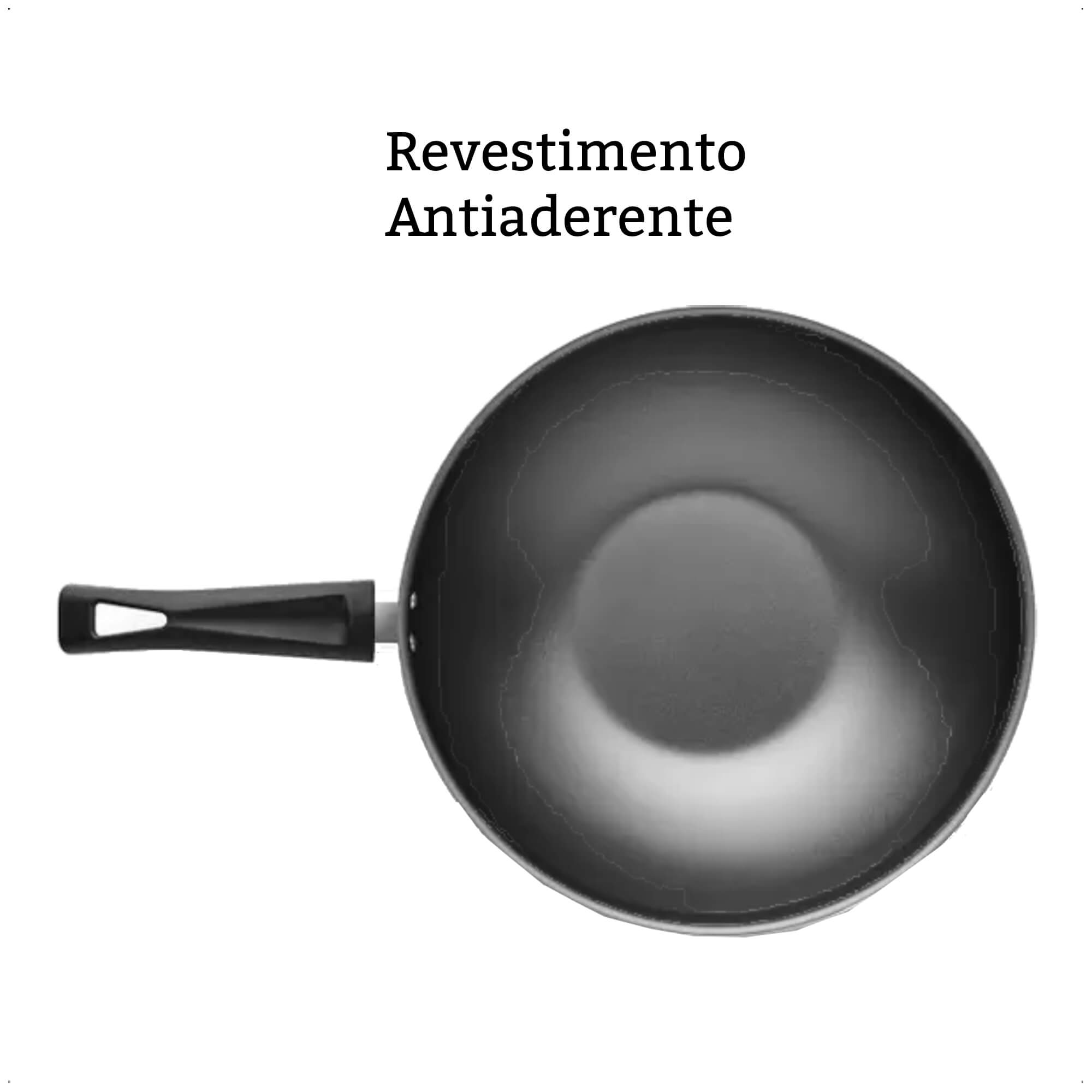 Panela Frigideira Wok 28cm 4,3L Alumínio Antiaderente Flora Grafite MTA - 8101