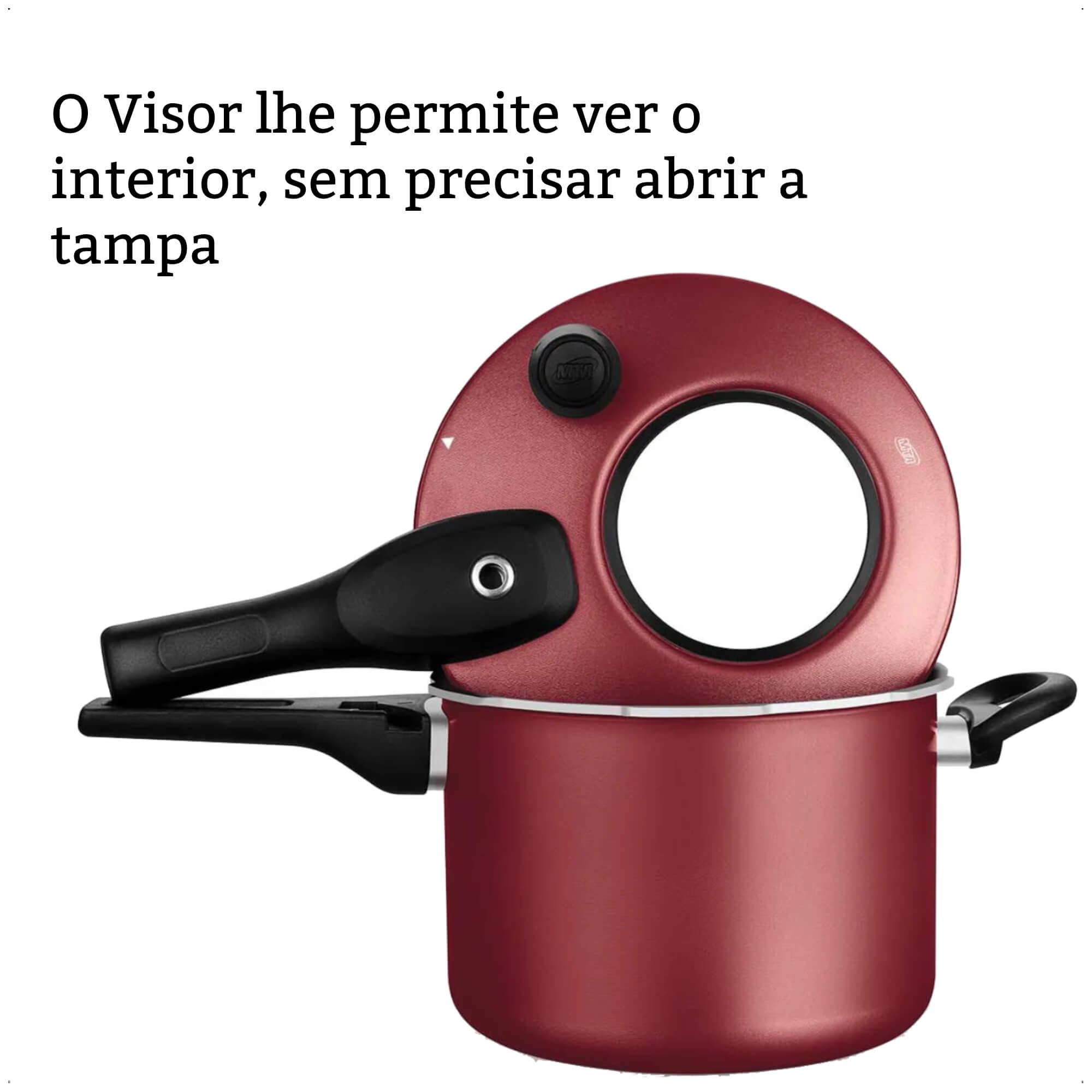Panela de Pressão 4,5L Antiaderente com Visor na Tampa Cereja MTA - 6601
