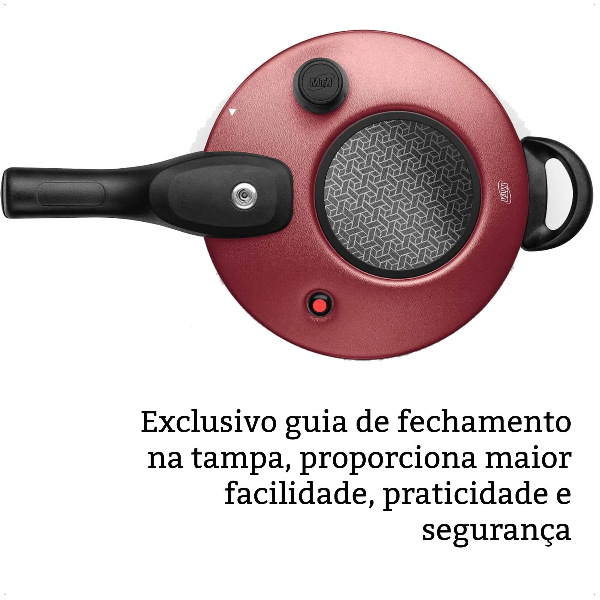 Panela de Pressão 4,5L Antiaderente com Visor na Tampa Cereja MTA - 6601