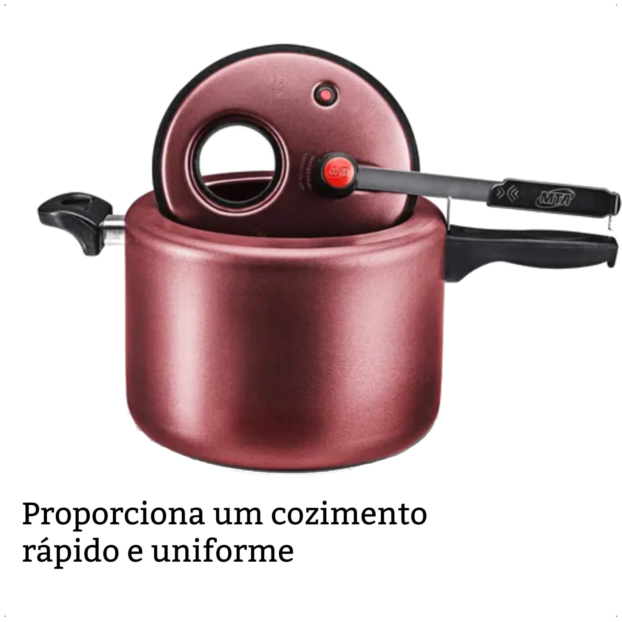 Panela de Pressão 4,5L Antiaderente Cereja com Visor na Tampa MTA - 6023