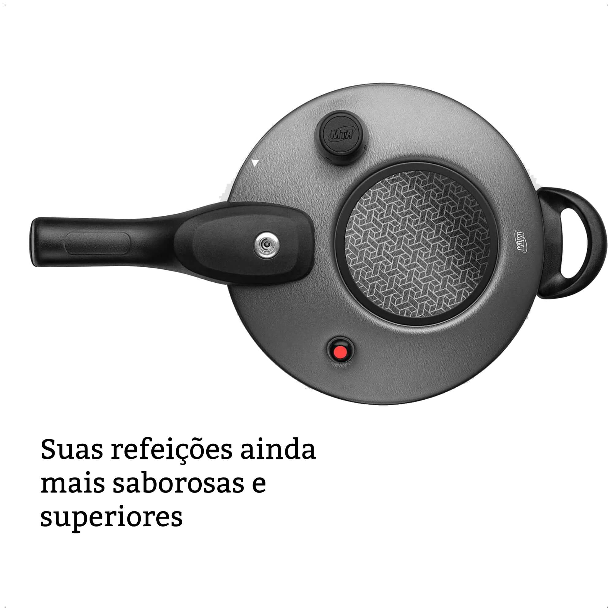 Panela de Pressão Grafite Antiaderente com 4,5L de Capacidade Fechamento Externo Superior MTA 6600