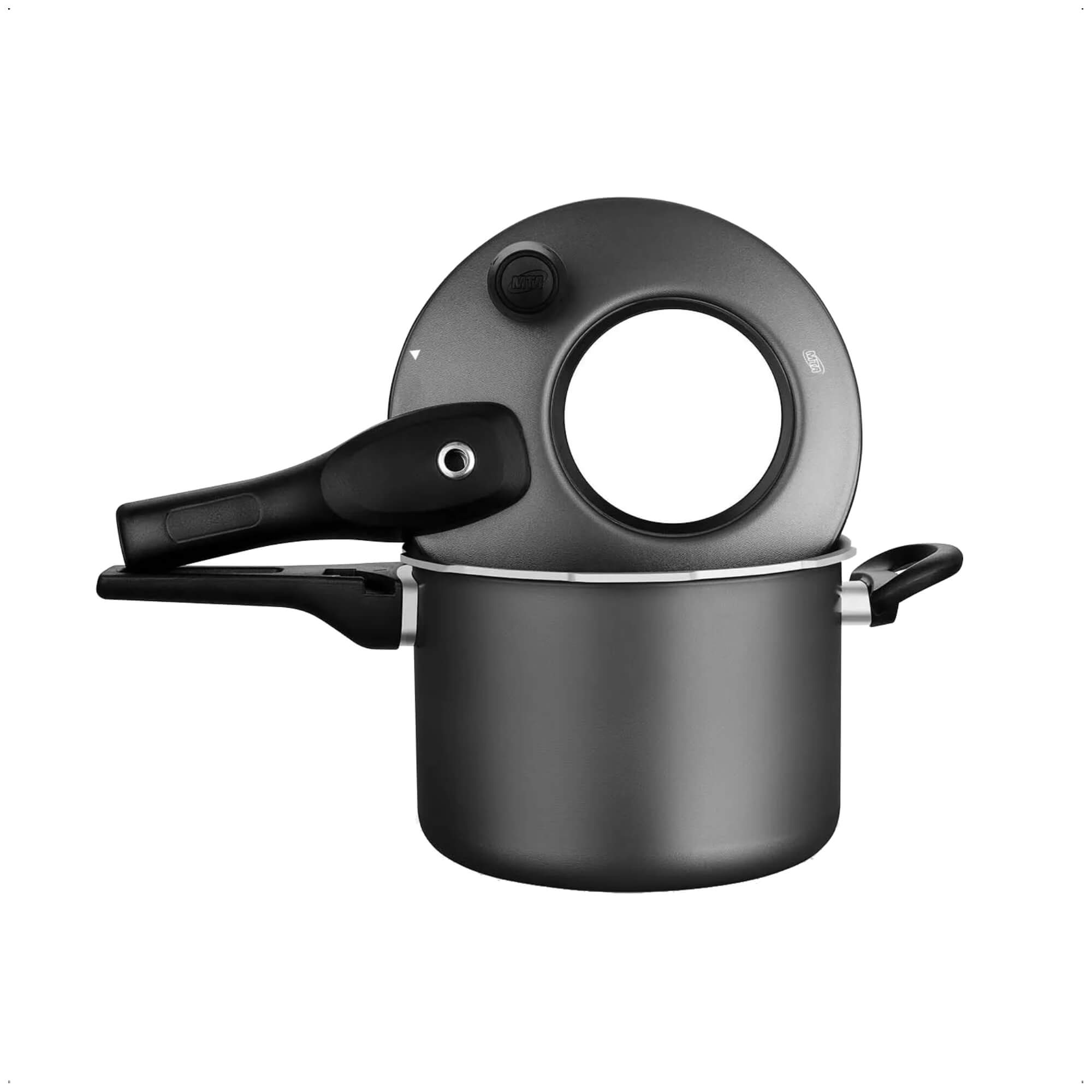 Panela de Pressão Grafite Antiaderente com 4,5L de Capacidade Fechamento Externo Superior MTA 6600