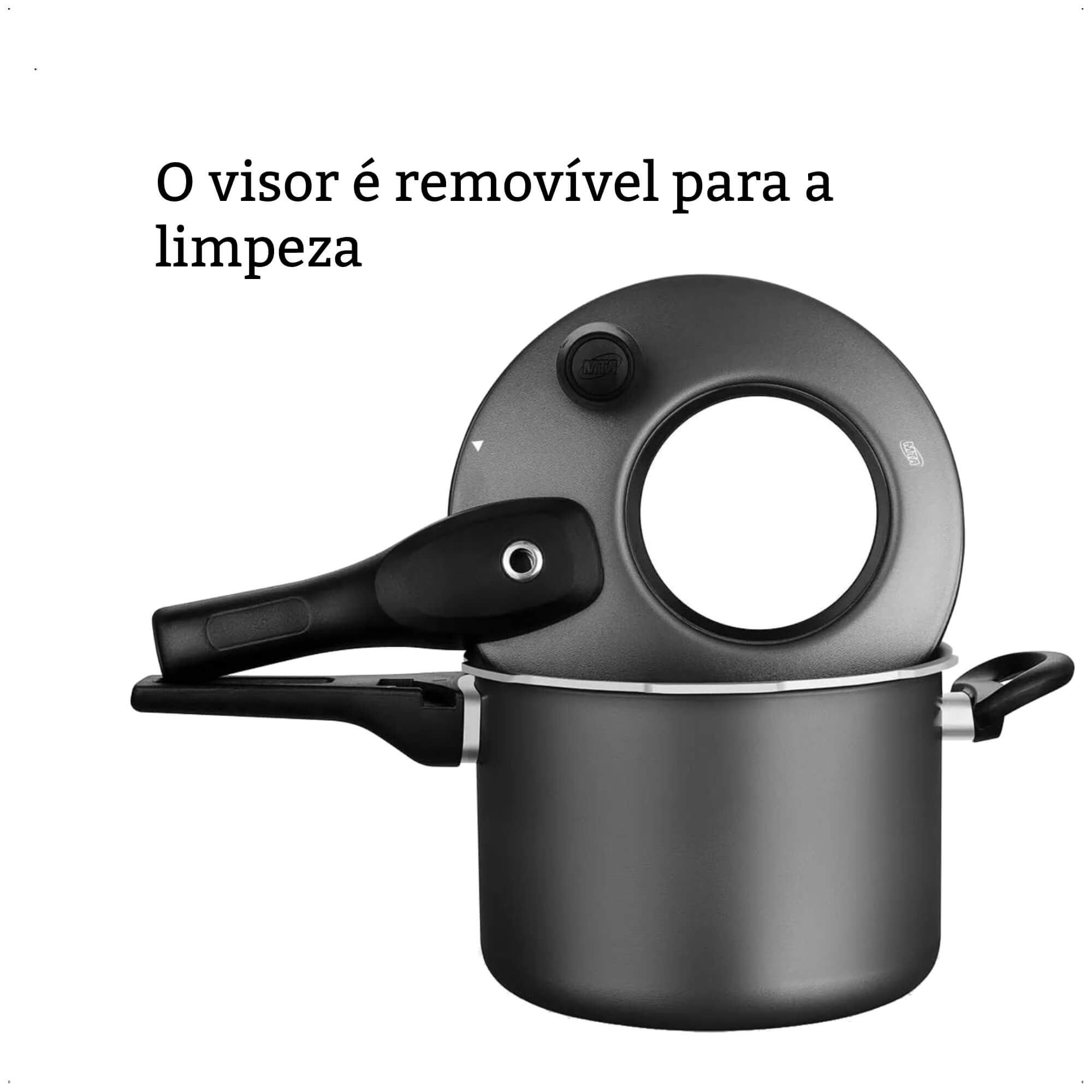 Panela de Pressão Grafite Antiaderente com 4,5L de Capacidade Fechamento Externo Superior MTA 6600