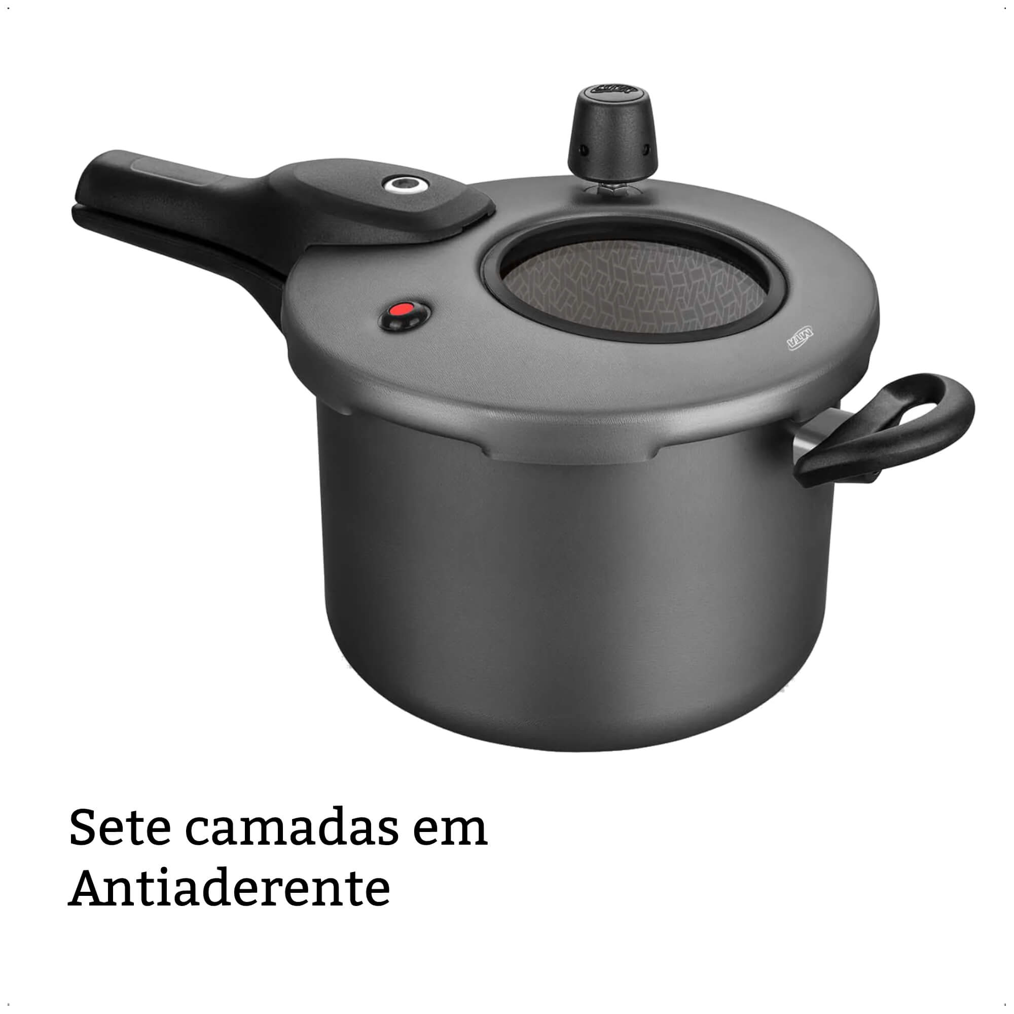 Panela de Pressão Grafite Antiaderente com 4,5L de Capacidade Fechamento Externo Superior MTA 6600