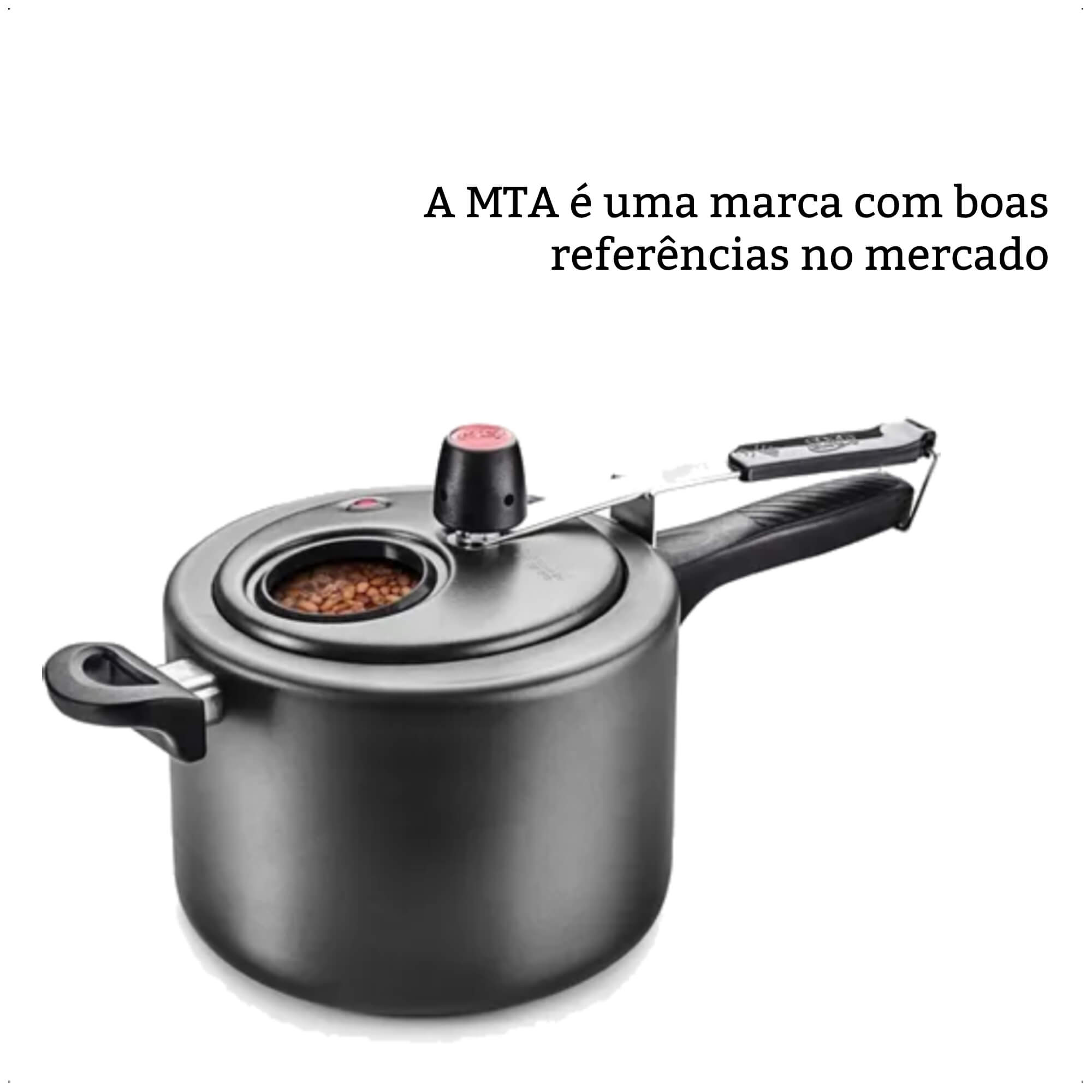 Panela de Pressão 4,5L Alumínio Antiaderente Grafite com Visor de Vidro MTA - 6000