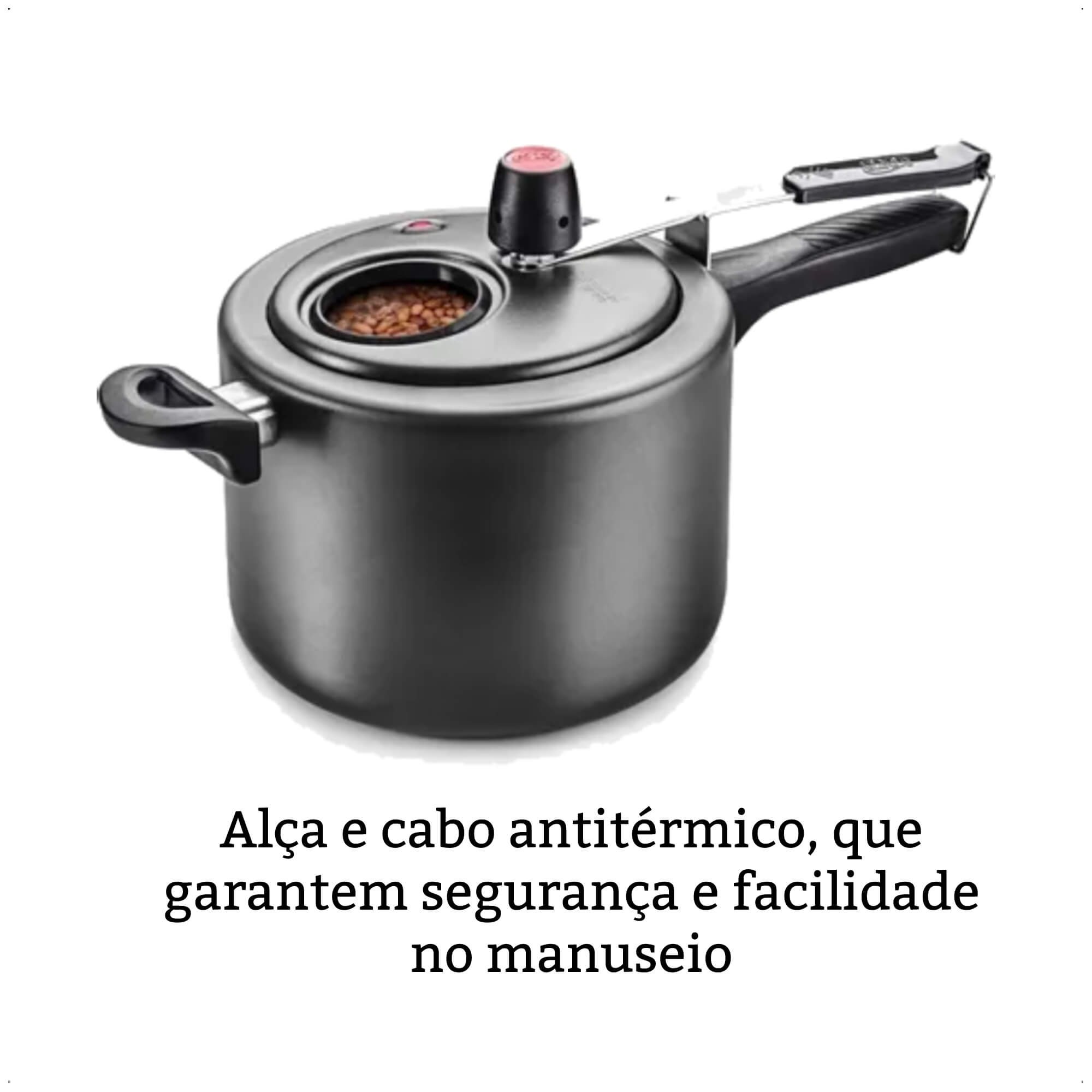 Panela de Pressão 4,5L Alumínio Antiaderente Grafite com Visor de Vidro MTA - 6000