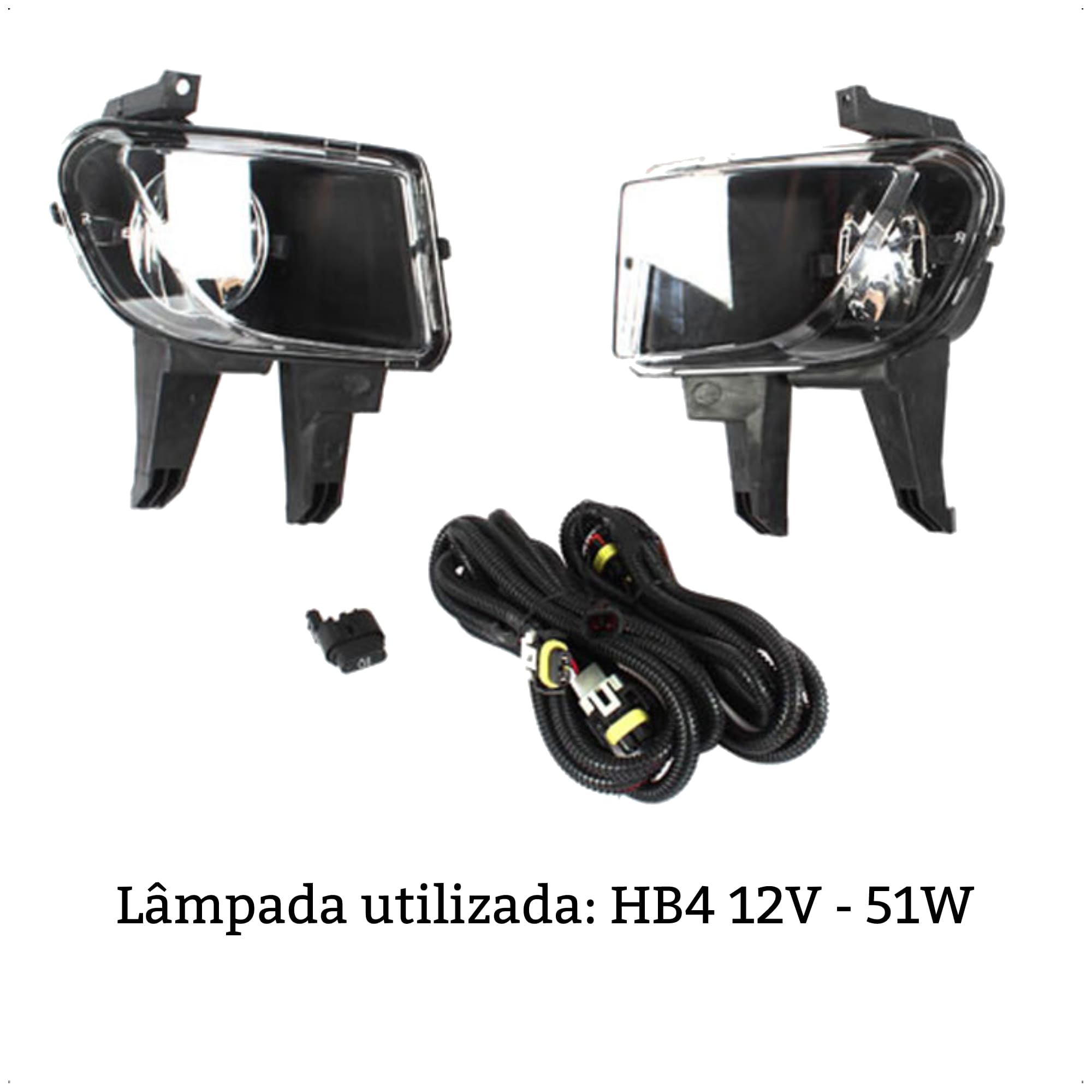 Kit Farol Auxiliar/Milha HB4 Celta/Prisma 2007-2011 Suporte +Botão Original Shocklight -SL-040610