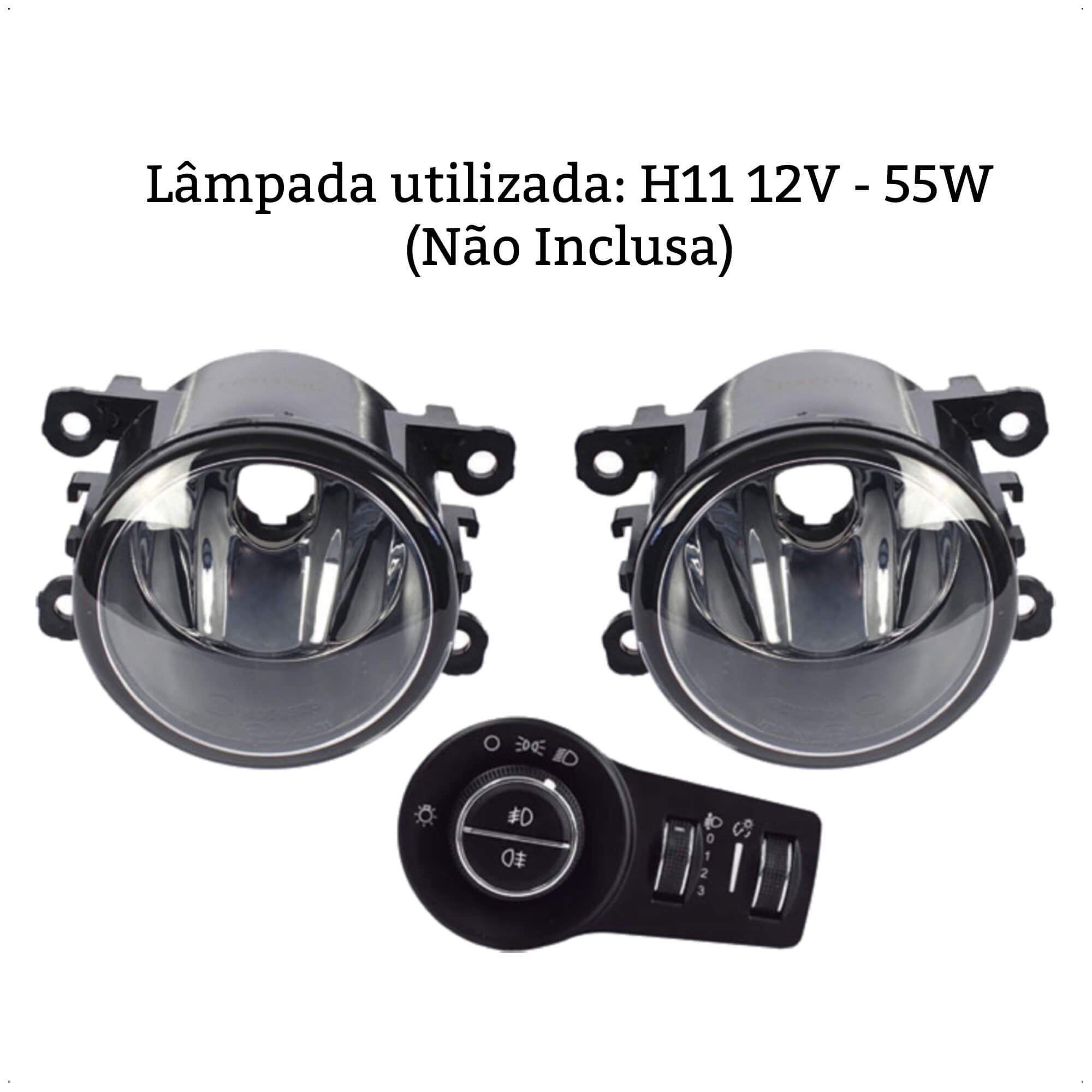 Kit Farol Auxiliar/Milha H11 Renegade 2019 (PCD) S/Moldura + Botão Original Shocklight-SL-150110SG
