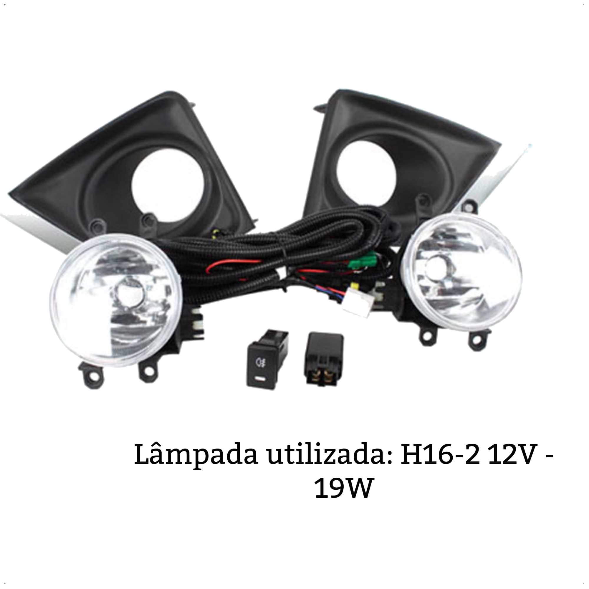 Kit Farol Auxiliar/Milha H16 Corolla 2014-2017 + Botão/Interruptor Original-Shocklight SL-251010CR