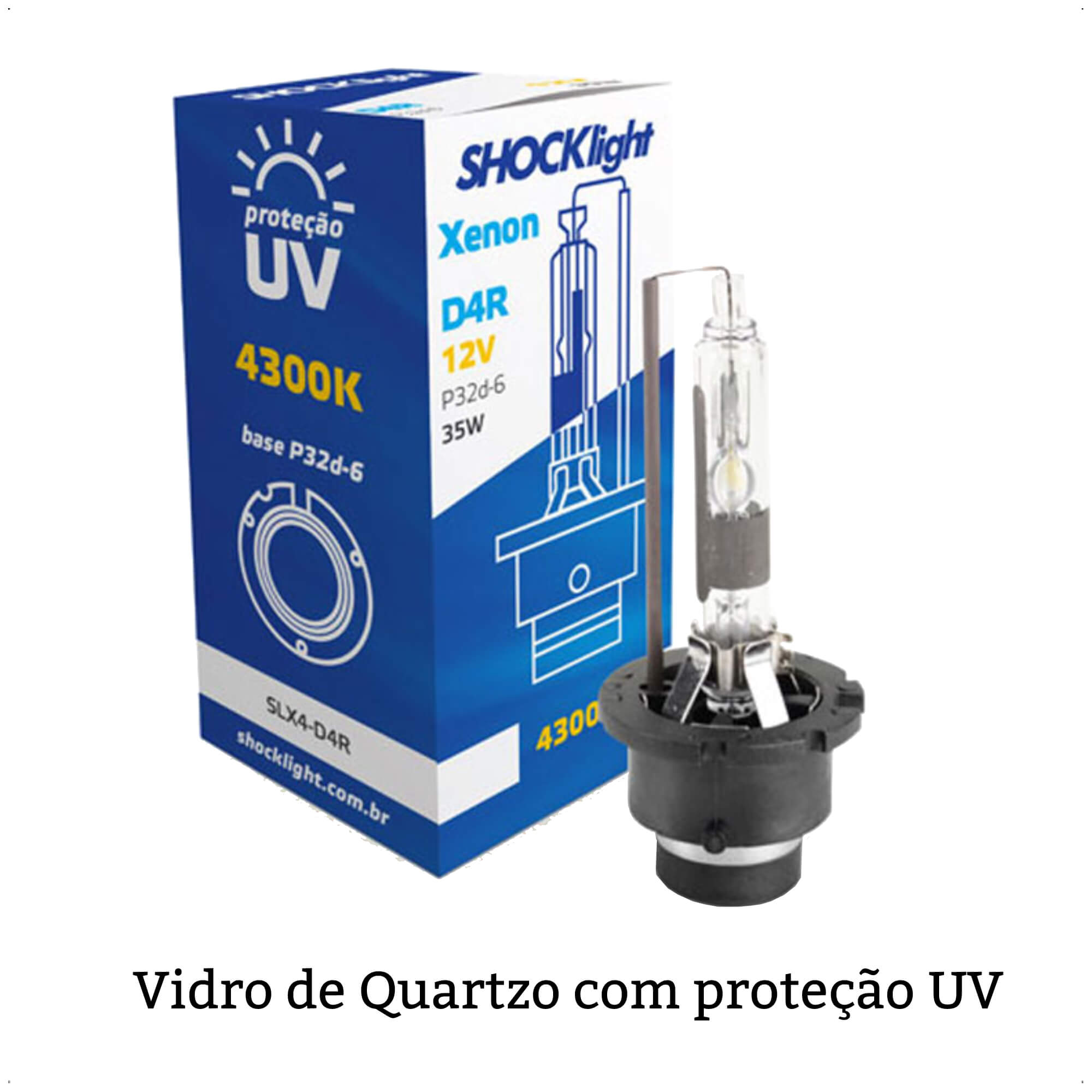 Lâmpada Xenon D4R Encaixe P32d-6 4300K 35W 12V Vidro de Quartzo Shocklight - SLX4-D4R