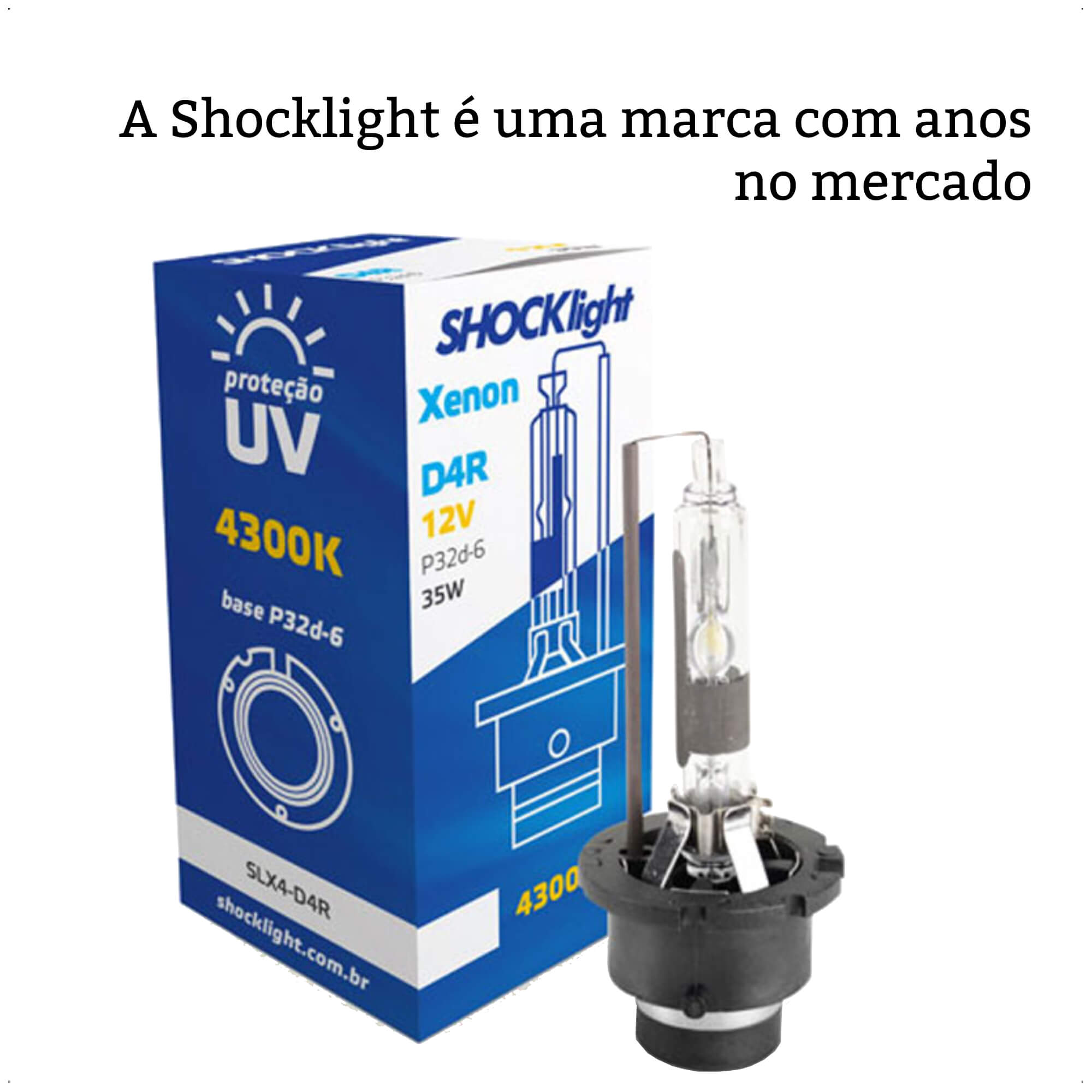 Lâmpada Xenon D4R Encaixe P32d-6 4300K 35W 12V Vidro de Quartzo Shocklight - SLX4-D4R
