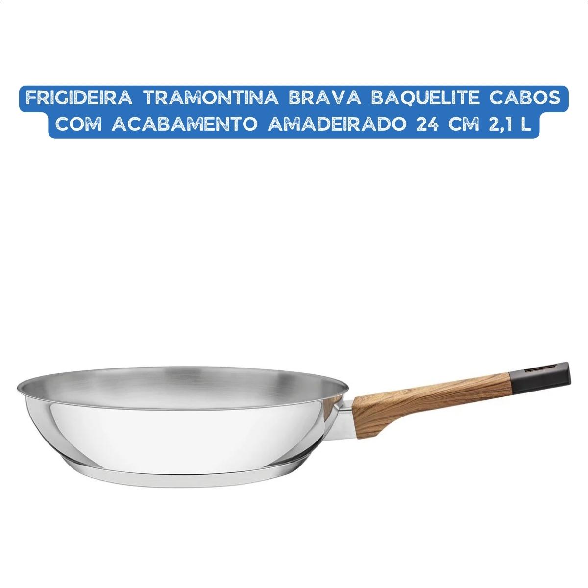 Jogo de Panelas 4 Peças Brava Baquelite Inox Cabos Alças Madeira Tramontina - 65180310