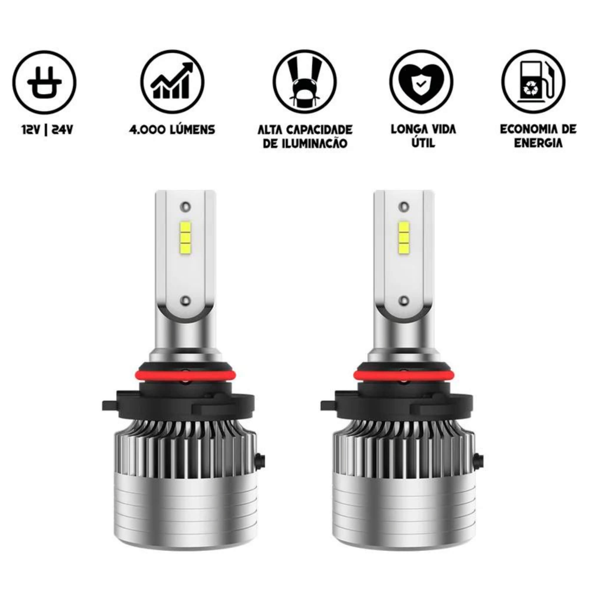 Par Lâmpada de Led H16 6000k CC-LOT Ultra Slim 4000 Lumens 25W Com Canbus JR8 - JH0CCSLIMH16